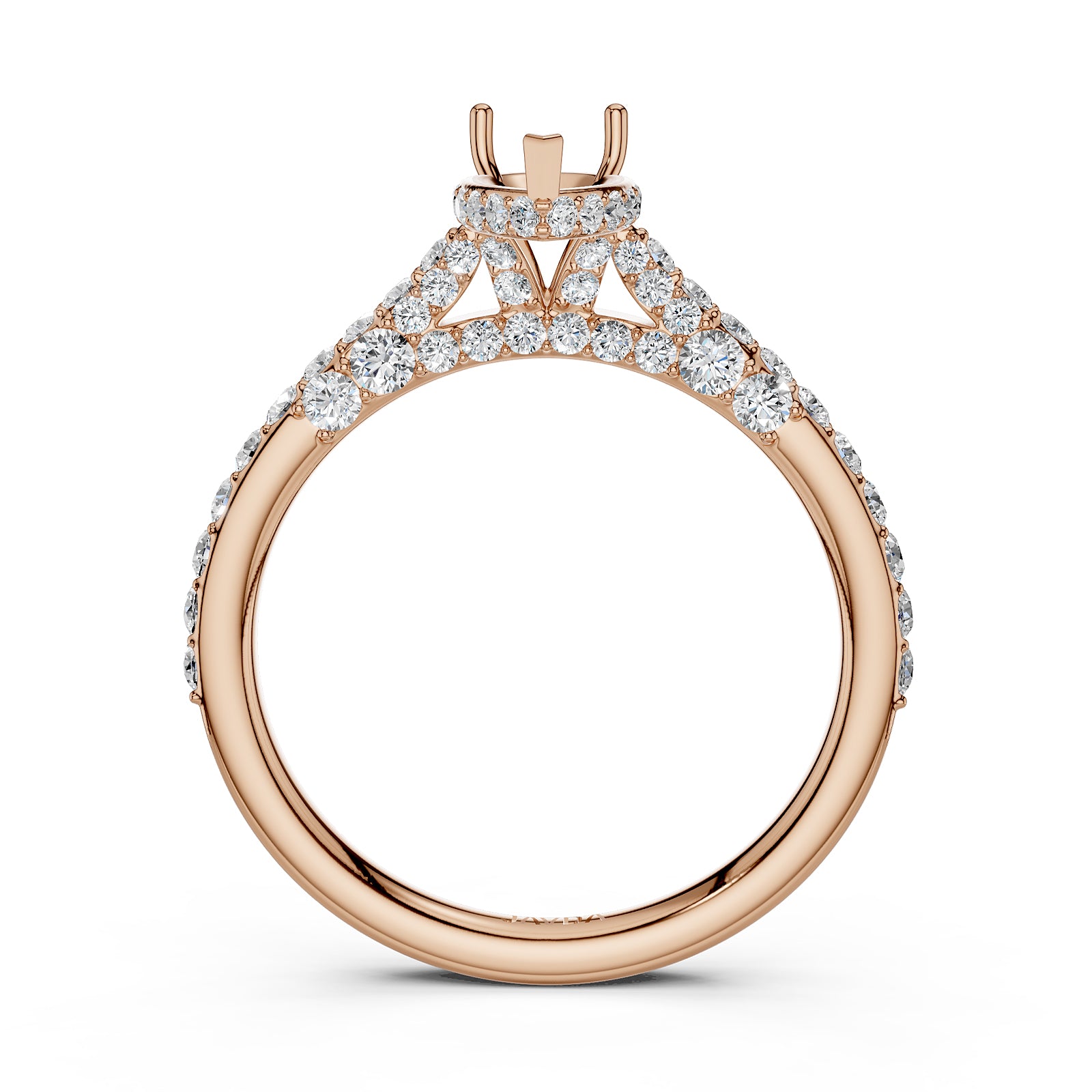 Round Lab Grown Diamond Pave Engagement Ring Semi Mount | 0.65 Ct | R21902R