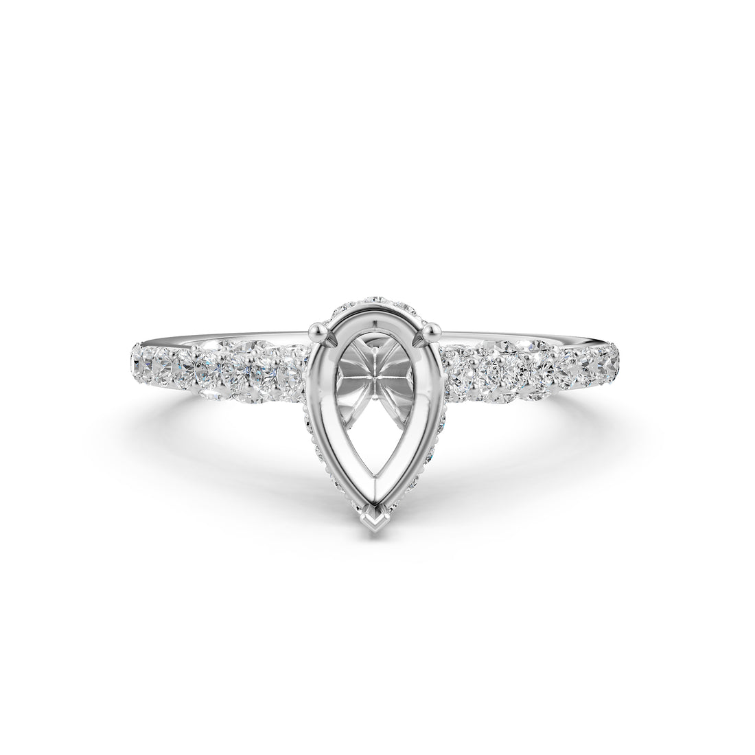 Round Lab Grown Diamond Pave Engagement Ring Semi Mount | 0.65 Ct | R21902R