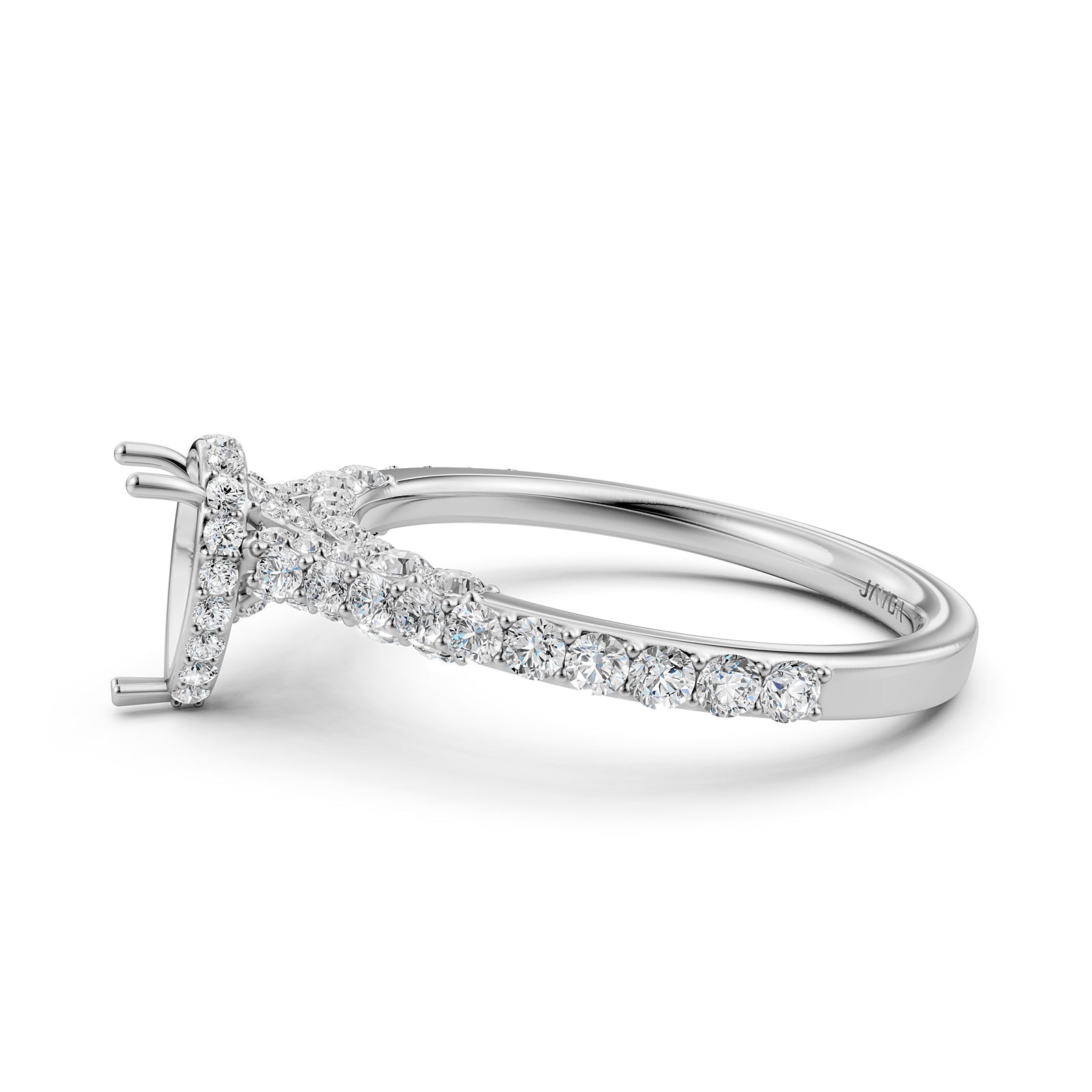 Round Lab Grown Diamond Pave Engagement Ring Semi Mount | 0.65 Ct | R21902R