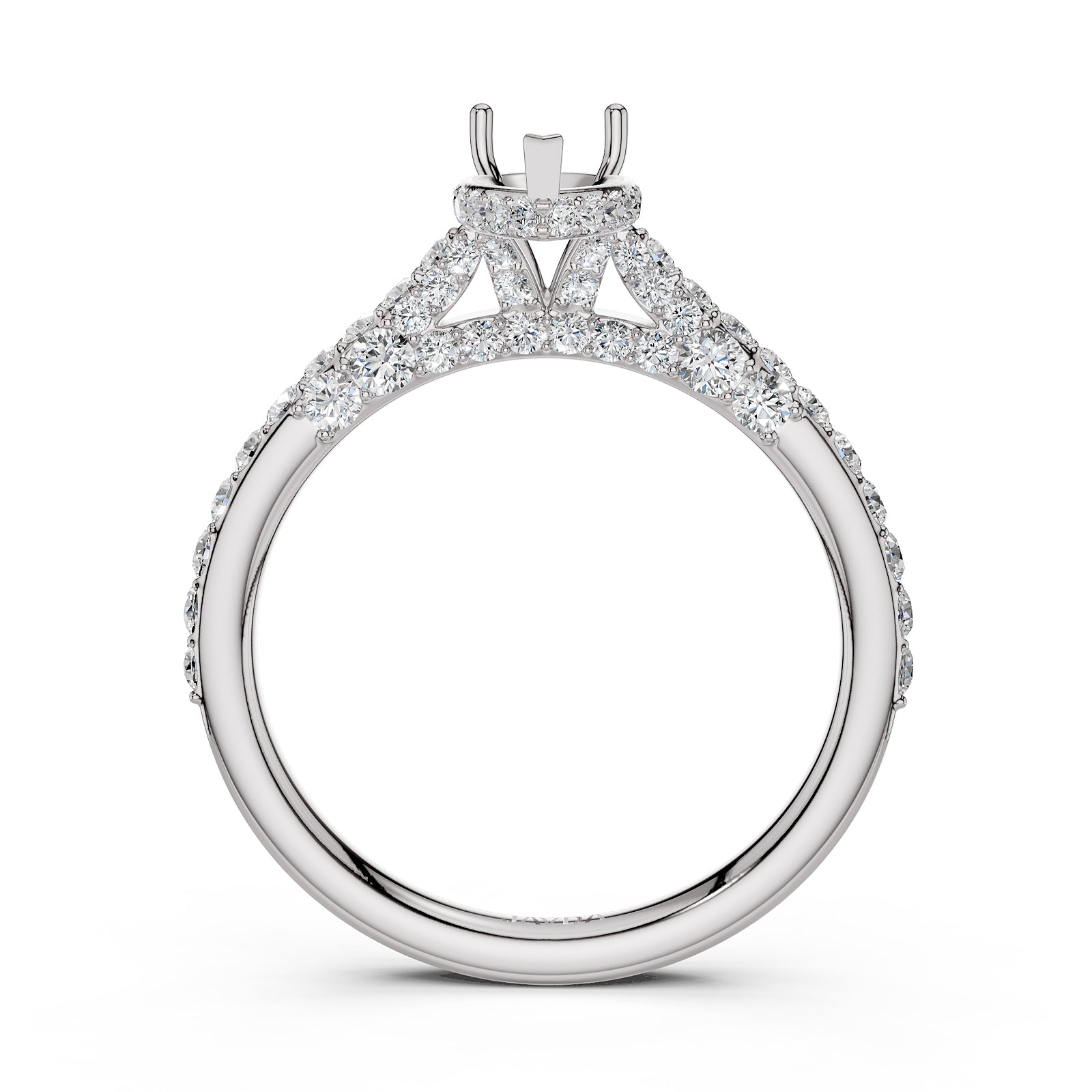 Round Lab Grown Diamond Pave Engagement Ring Semi Mount | 0.65 Ct | R21902R