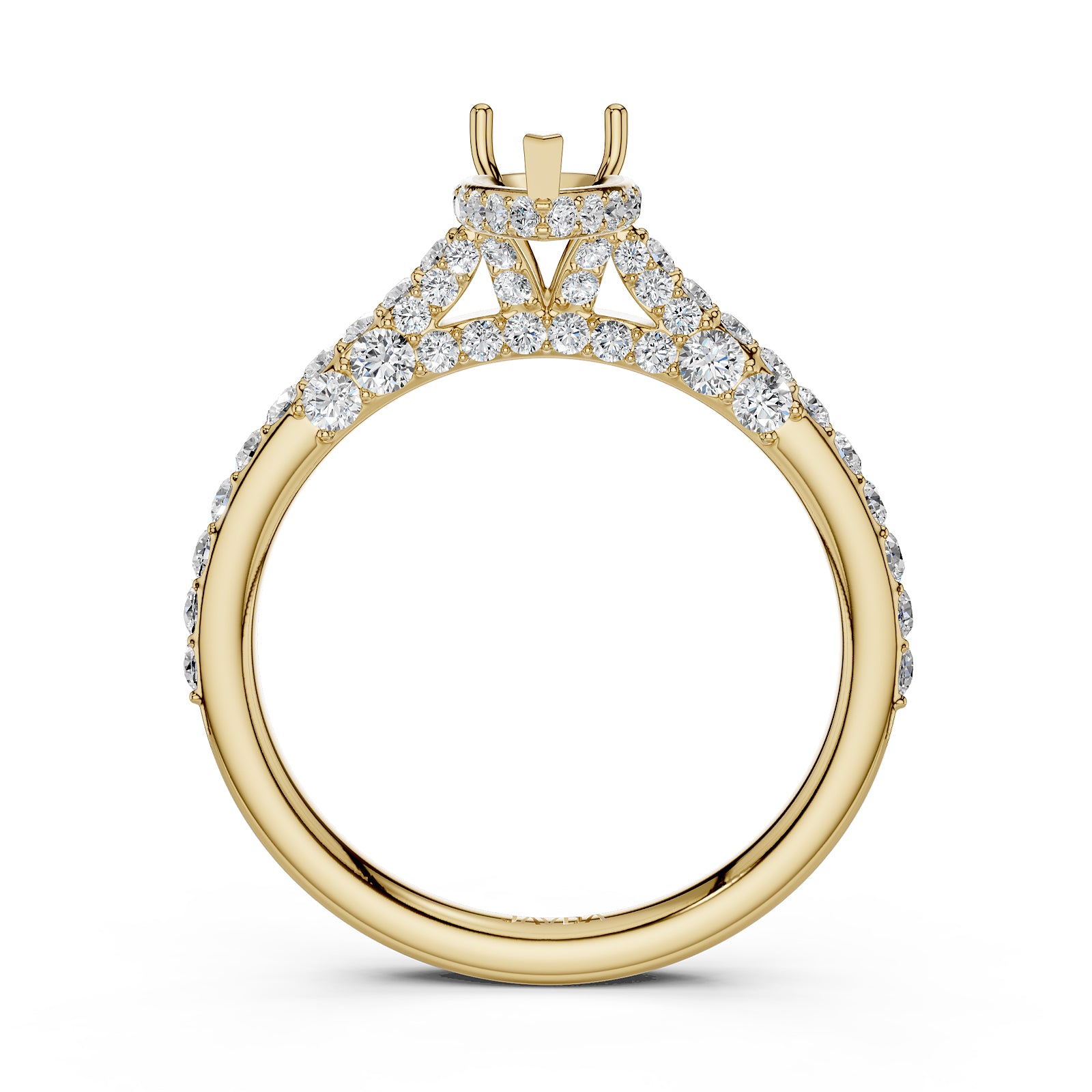 Round Lab Grown Diamond Pave Engagement Ring Semi Mount | 0.65 Ct | R21902R