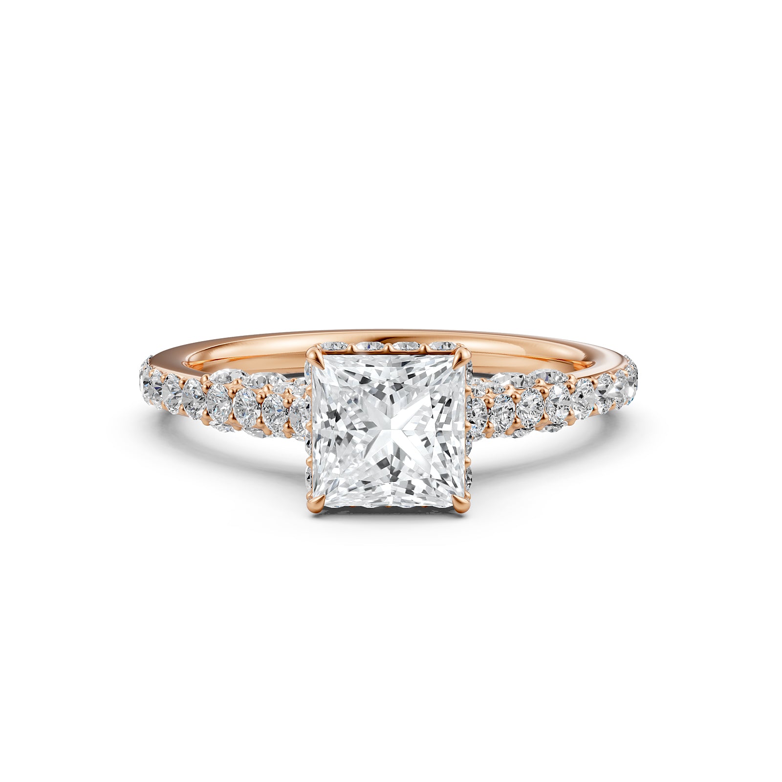 Princess Women's Lab Grown Diamond Engagement Pave Set Ring
