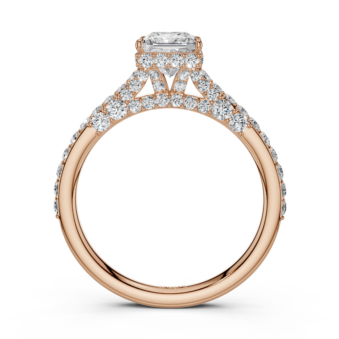 Round Lab Grown Diamond Engagement Pave Set Ring 1.15 Ctw