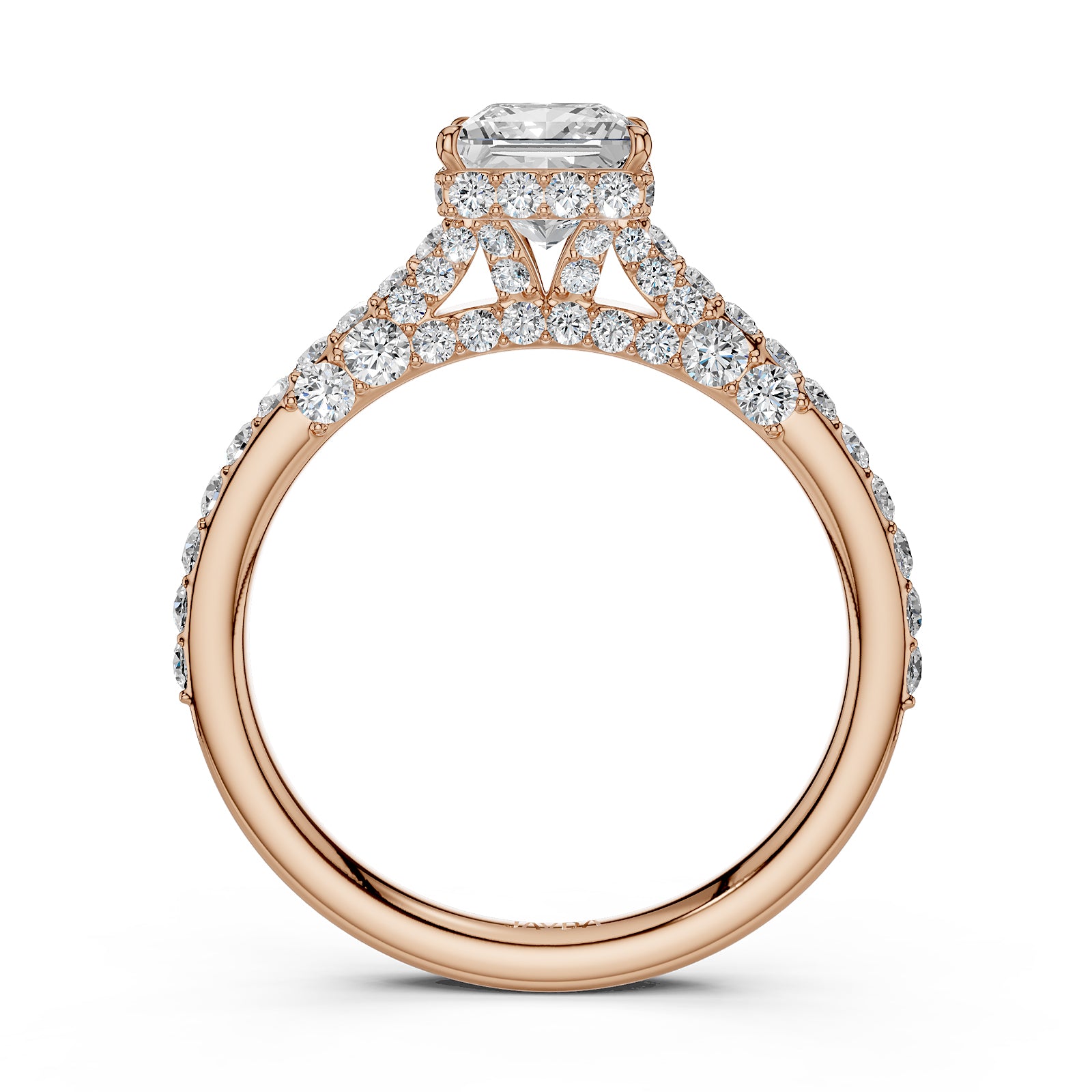 Princess Women's Lab Grown Diamond Engagement Pave Set Ring