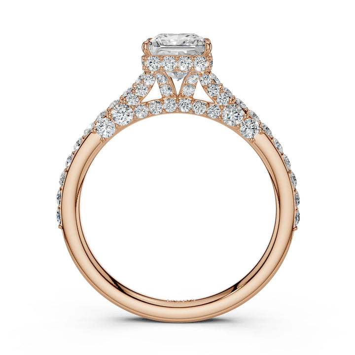 Princess Women's Lab Grown Diamond Engagement Pave Set Ring