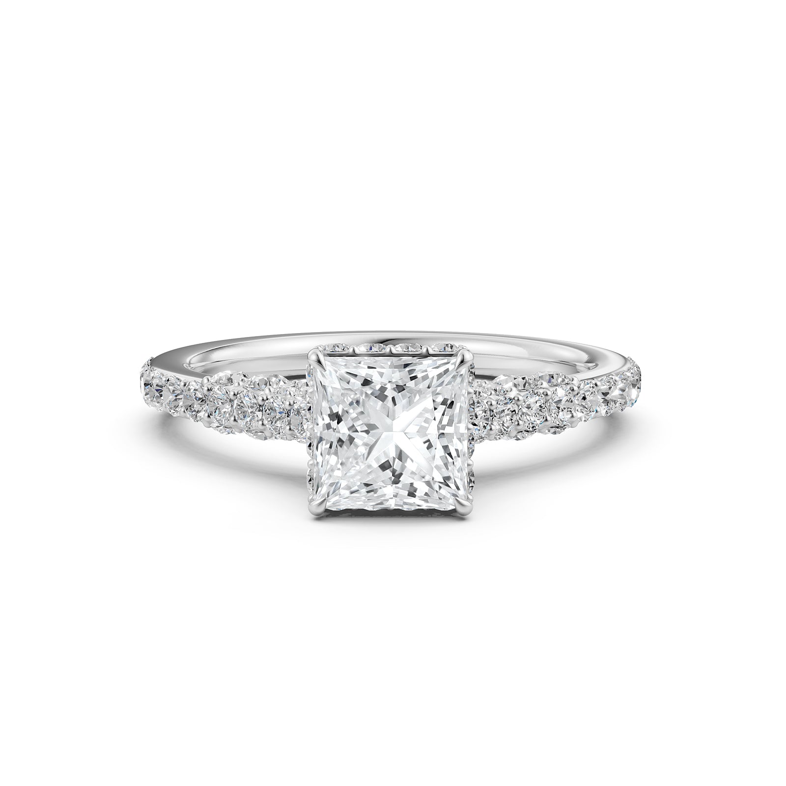 Princess Women's Lab Grown Diamond Engagement Pave Set Ring