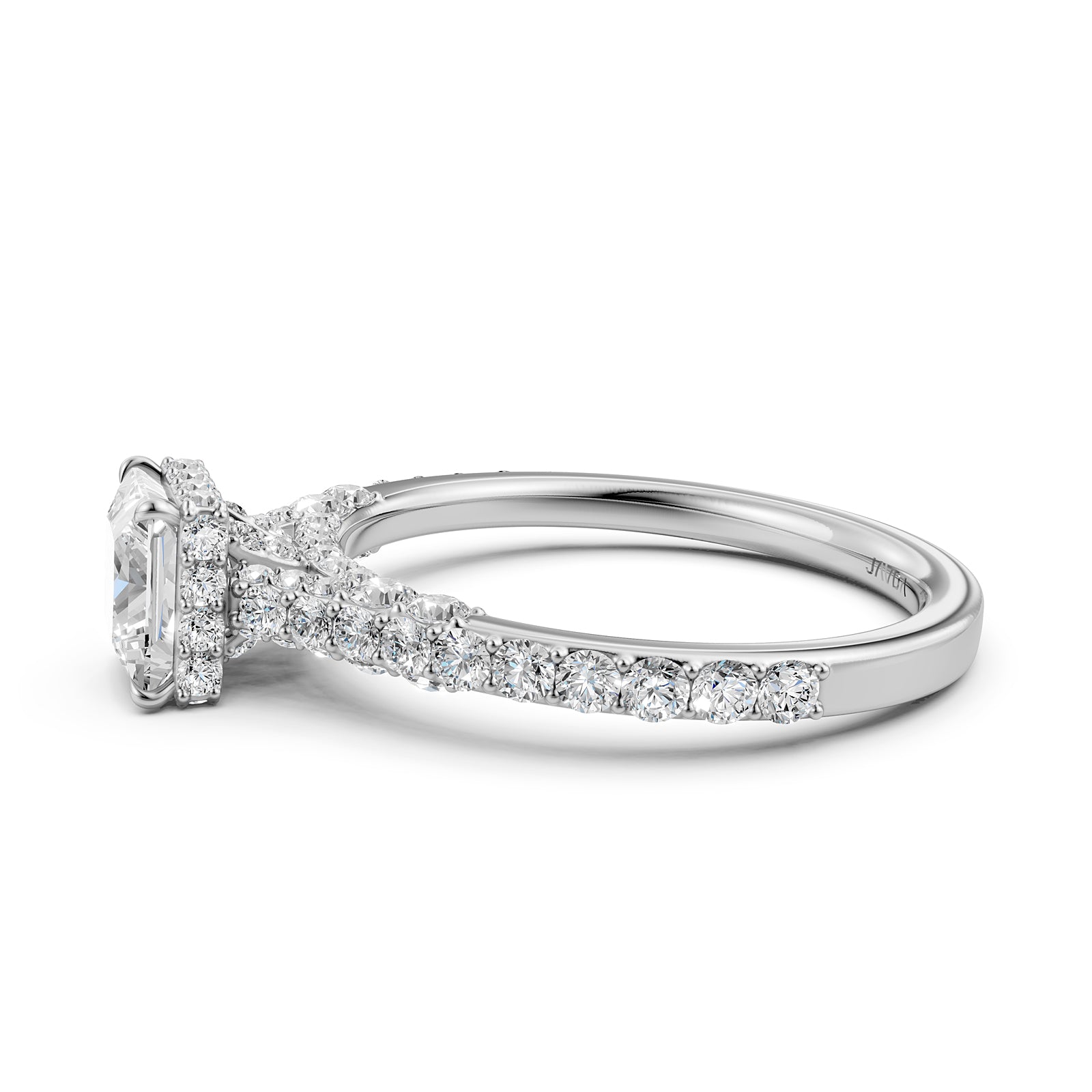 Round Lab Grown Diamond Engagement Pave Set Ring 1.15 Ctw