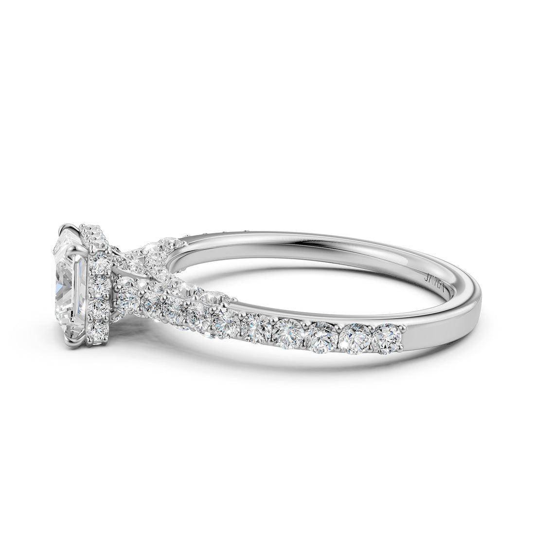Princess Women's Lab Grown Diamond Engagement Pave Set Ring