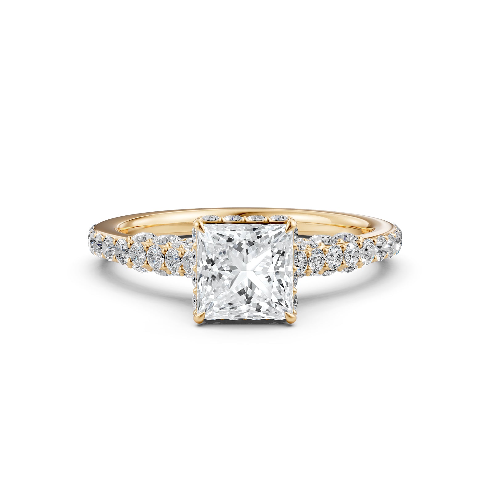 Princess Women's Lab Grown Diamond Engagement Pave Set Ring