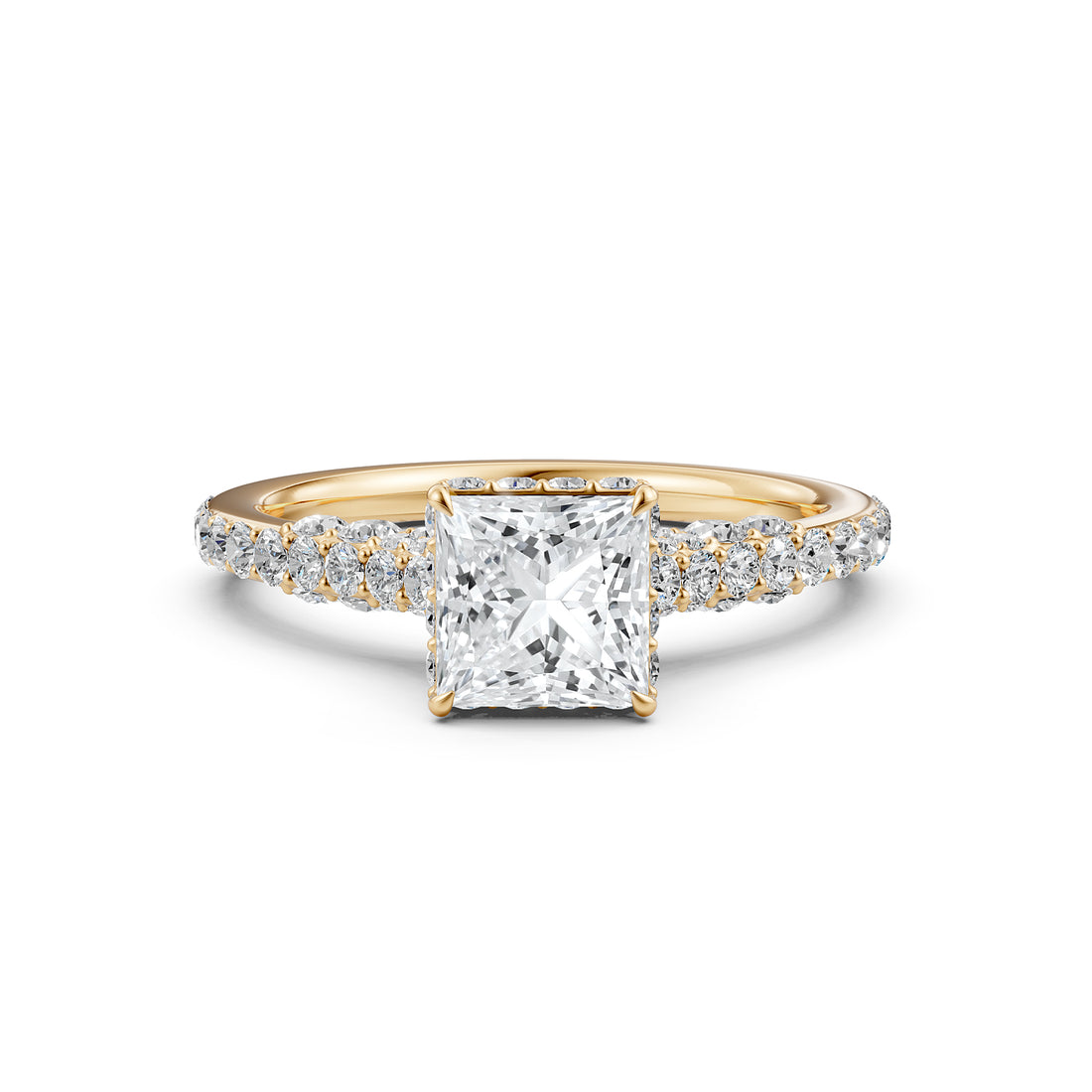 Princess Women's Lab Grown Diamond Engagement Pave Set Ring