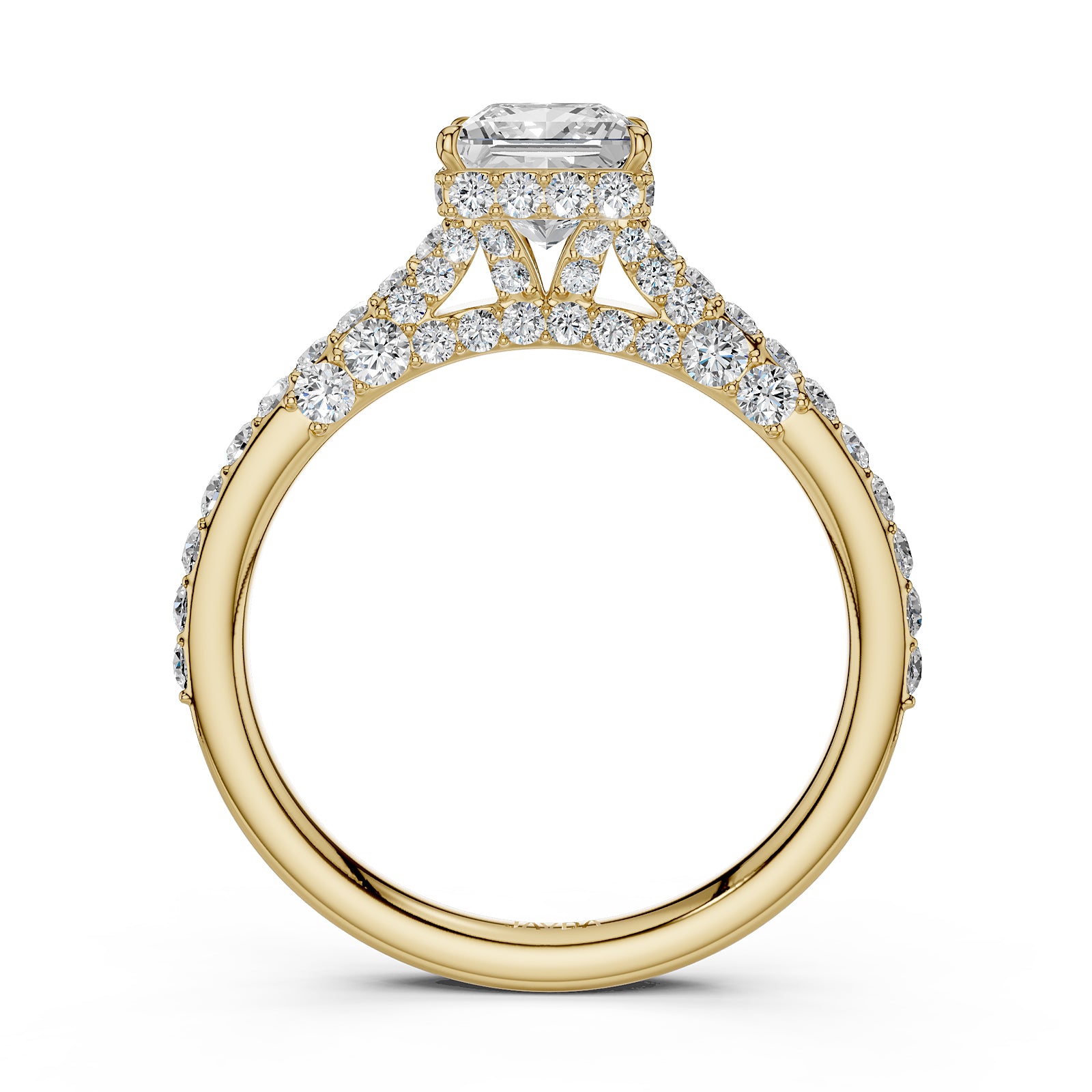 Princess Women's Lab Grown Diamond Engagement Pave Set Ring