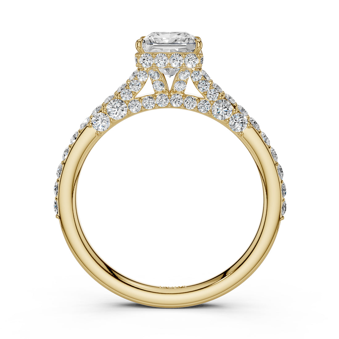 Princess Women's Lab Grown Diamond Engagement Pave Set Ring