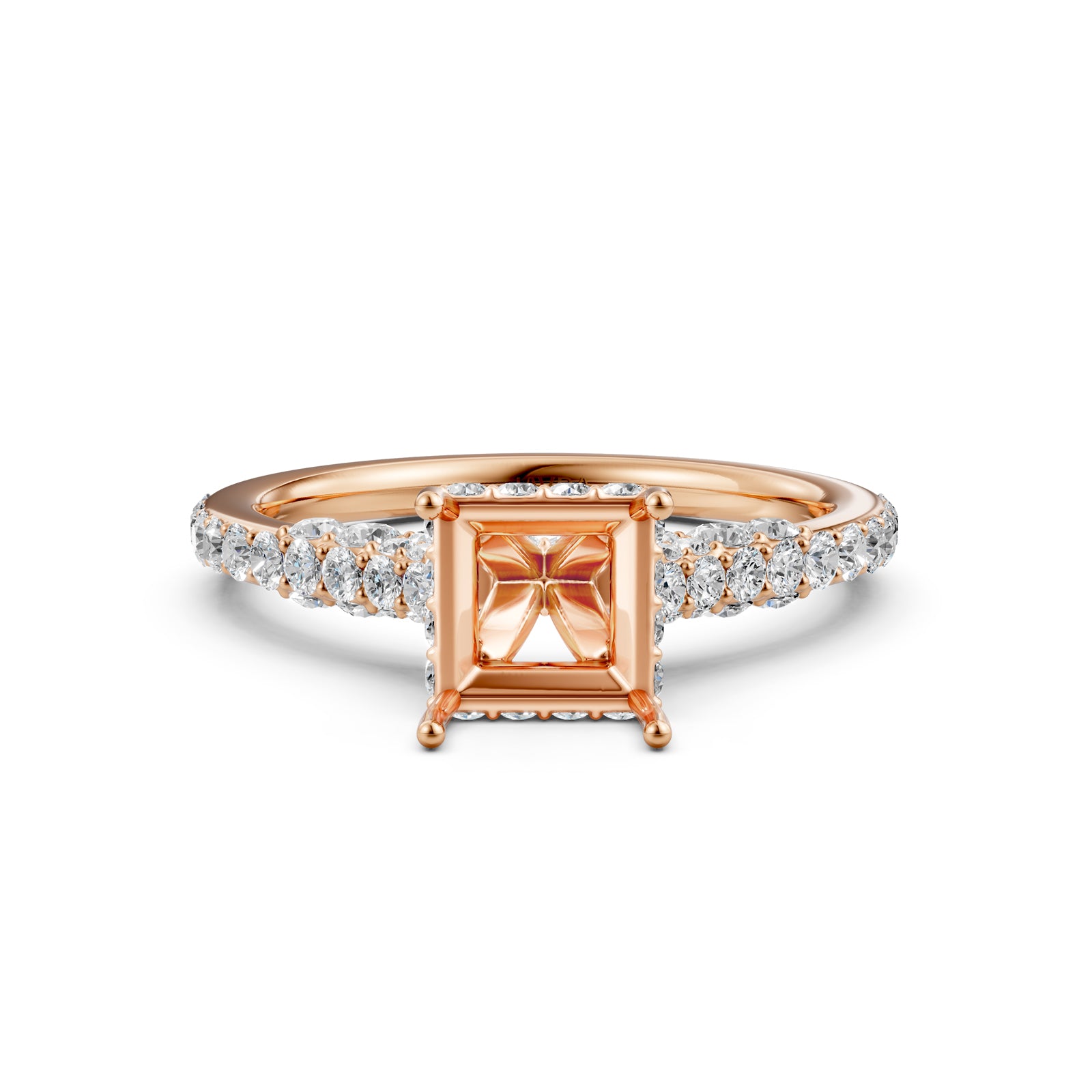 Round Lab Grown Diamond Pave Engagement Ring Semi Mount | 0.65 Ct | R21902R