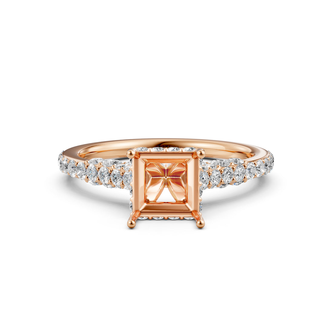 Round Lab Grown Diamond Pave Engagement Ring Semi Mount | 0.65 Ct | R21902R