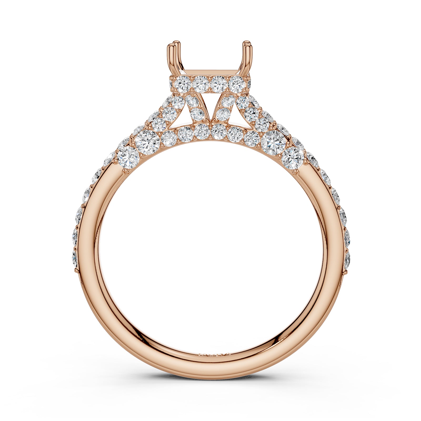 Round Lab Grown Diamond Pave Engagement Ring Semi Mount | 0.65 Ct | R21902R