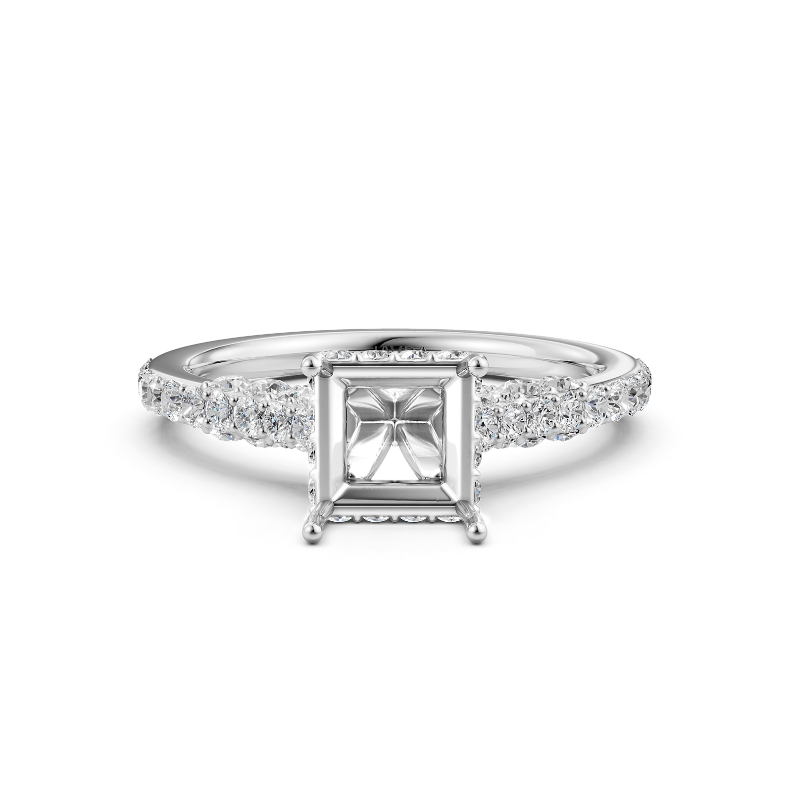 Round Lab Grown Diamond Pave Engagement Ring Semi Mount | 0.65 Ct | R21902R
