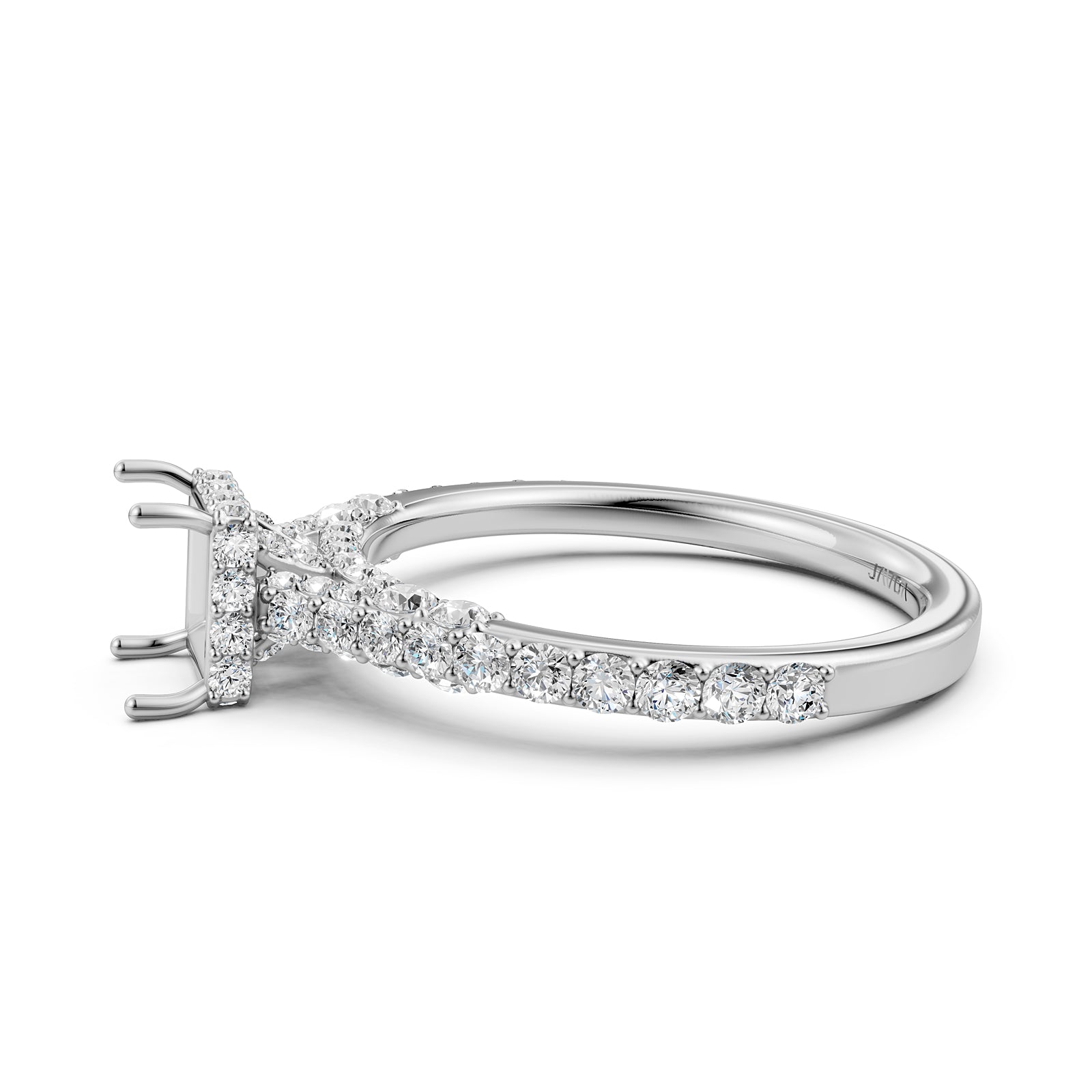 Round Lab Grown Diamond Pave Engagement Ring Semi Mount | 0.65 Ct | R21902R