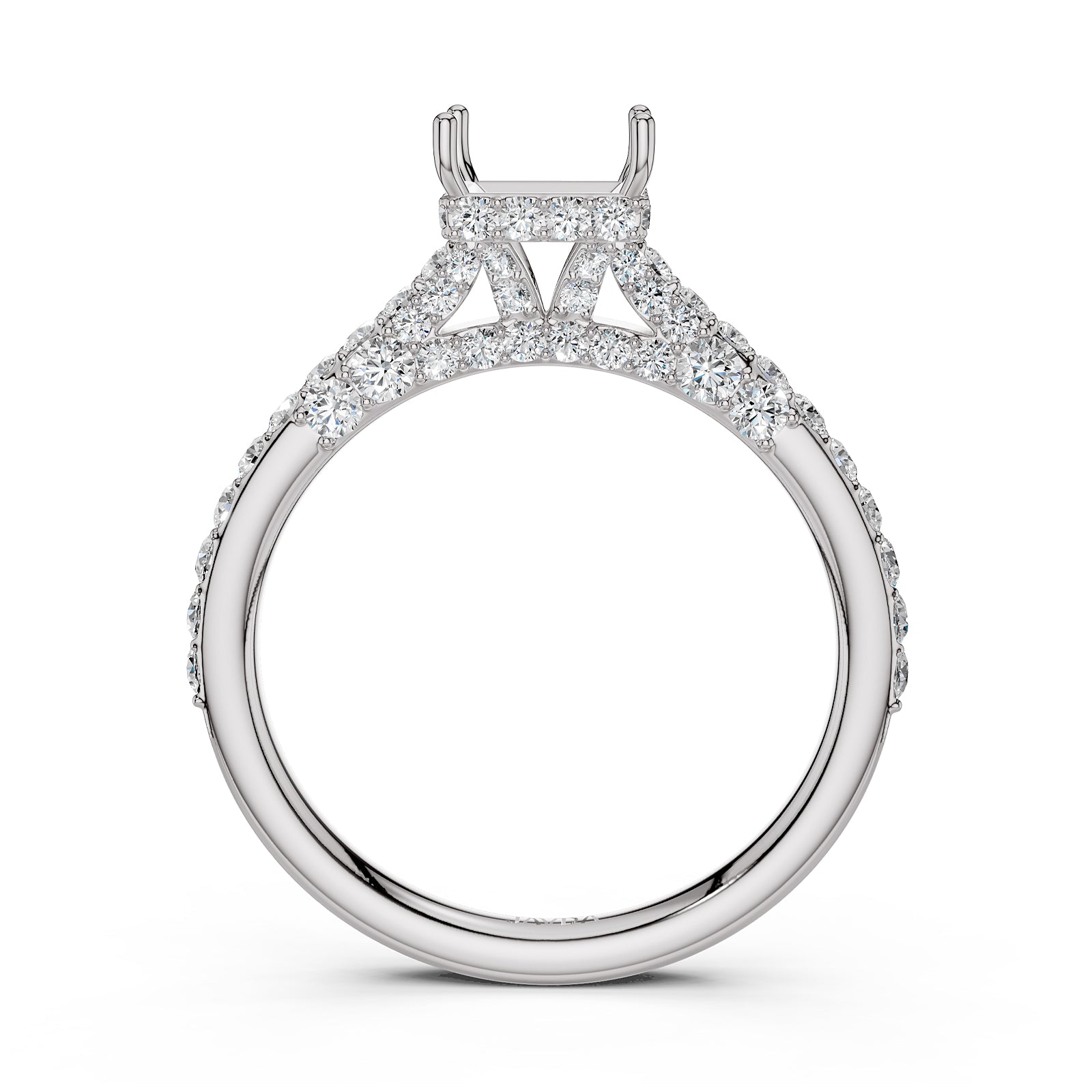 Round Lab Grown Diamond Pave Engagement Ring Semi Mount | 0.65 Ct | R21902R