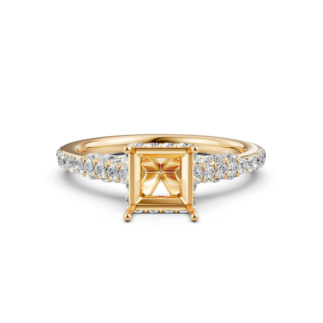 Round Lab Grown Diamond Pave Engagement Ring Semi Mount | 0.65 Ct | R21902R