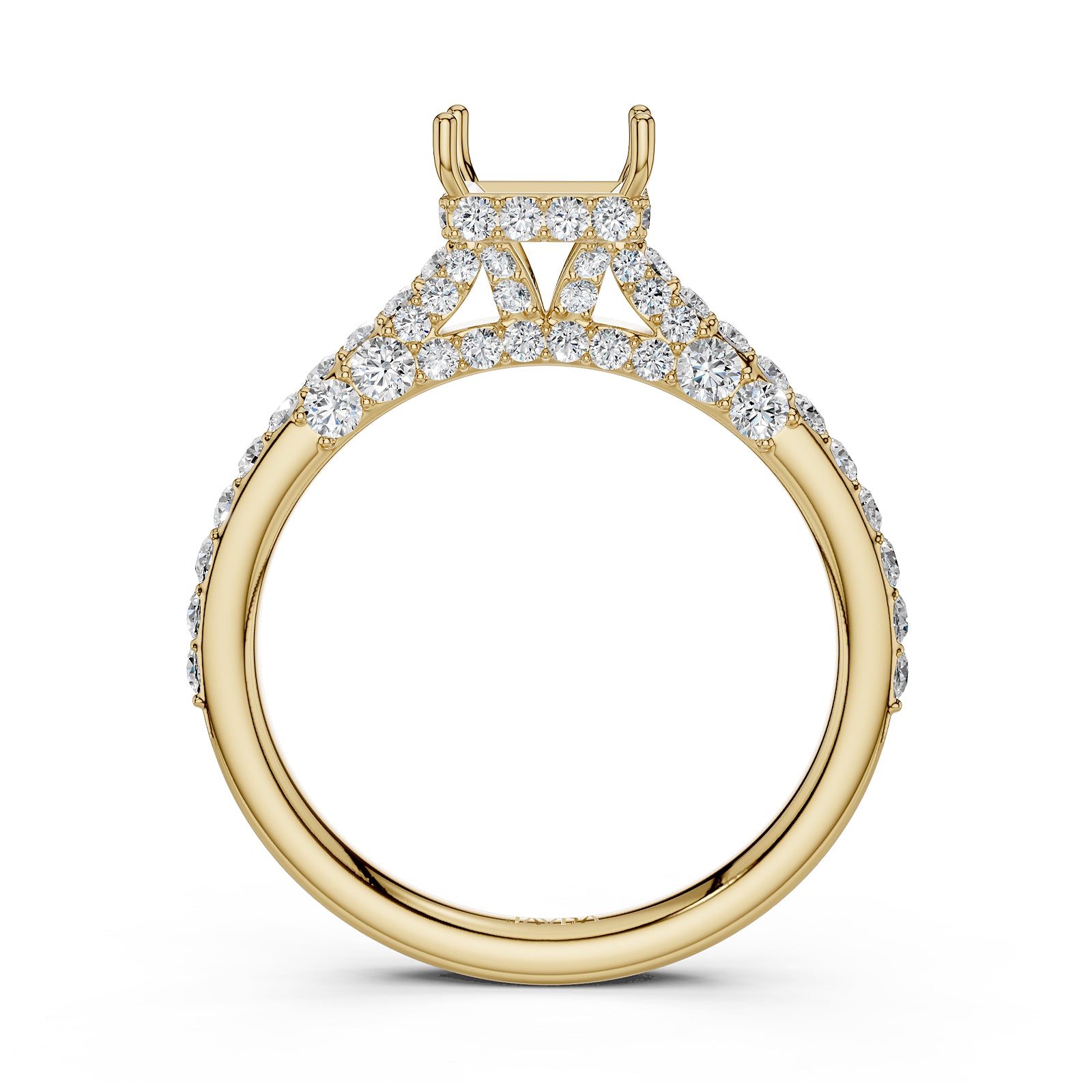 Round Lab Grown Diamond Pave Engagement Ring Semi Mount | 0.65 Ct | R21902R