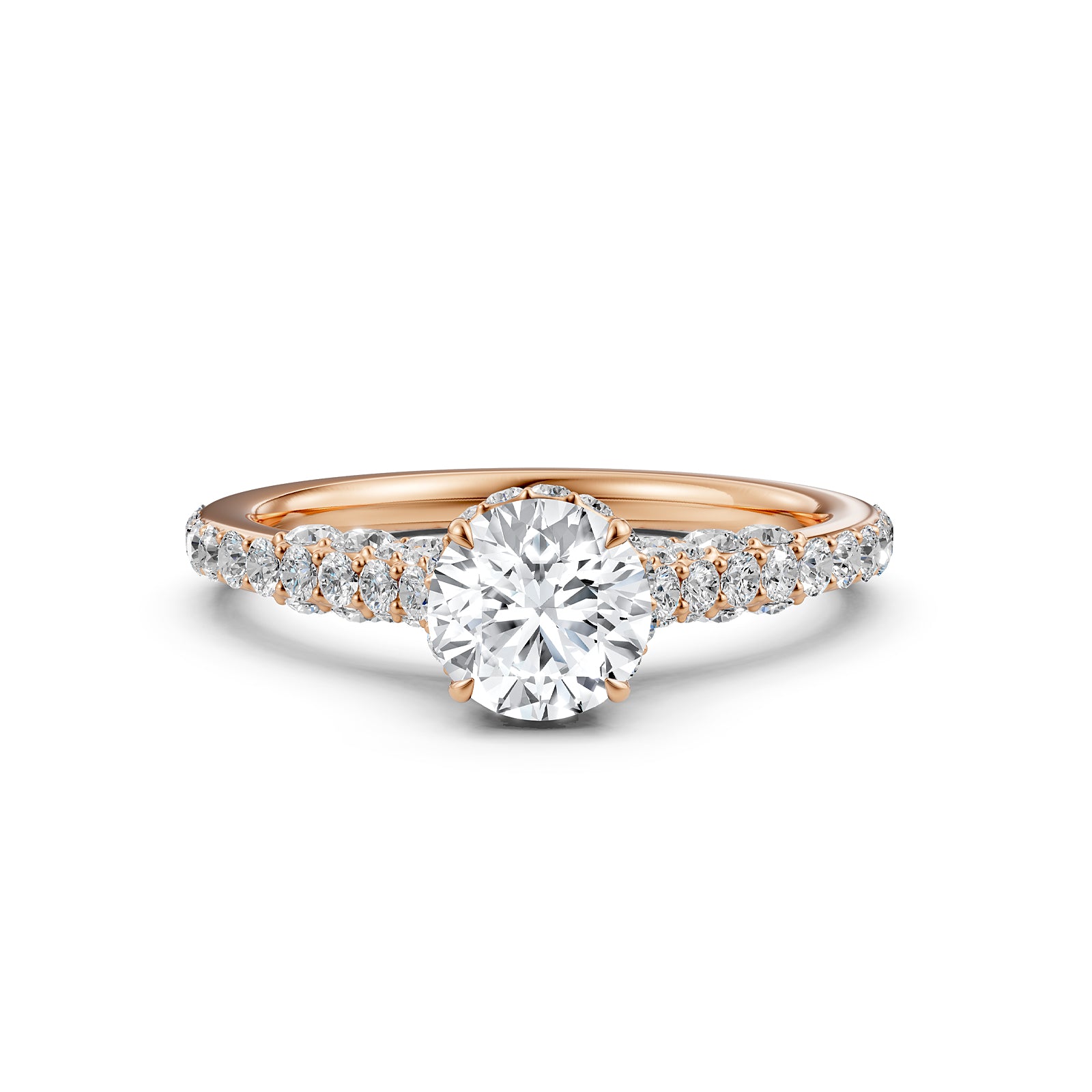 Round Women's Lab Grown Diamond Engagement Pave Set Ring