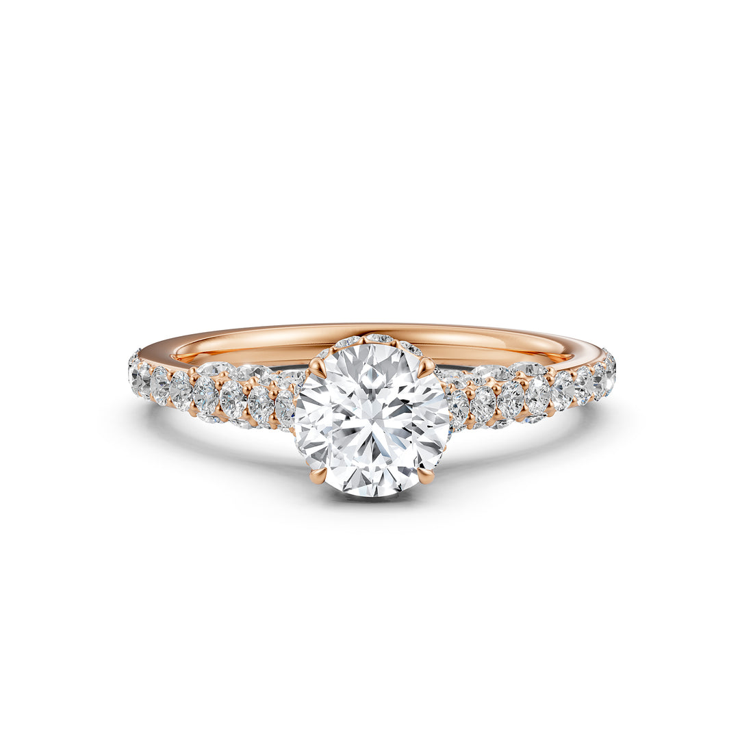 Round Women's Lab Grown Diamond Engagement Pave Set Ring