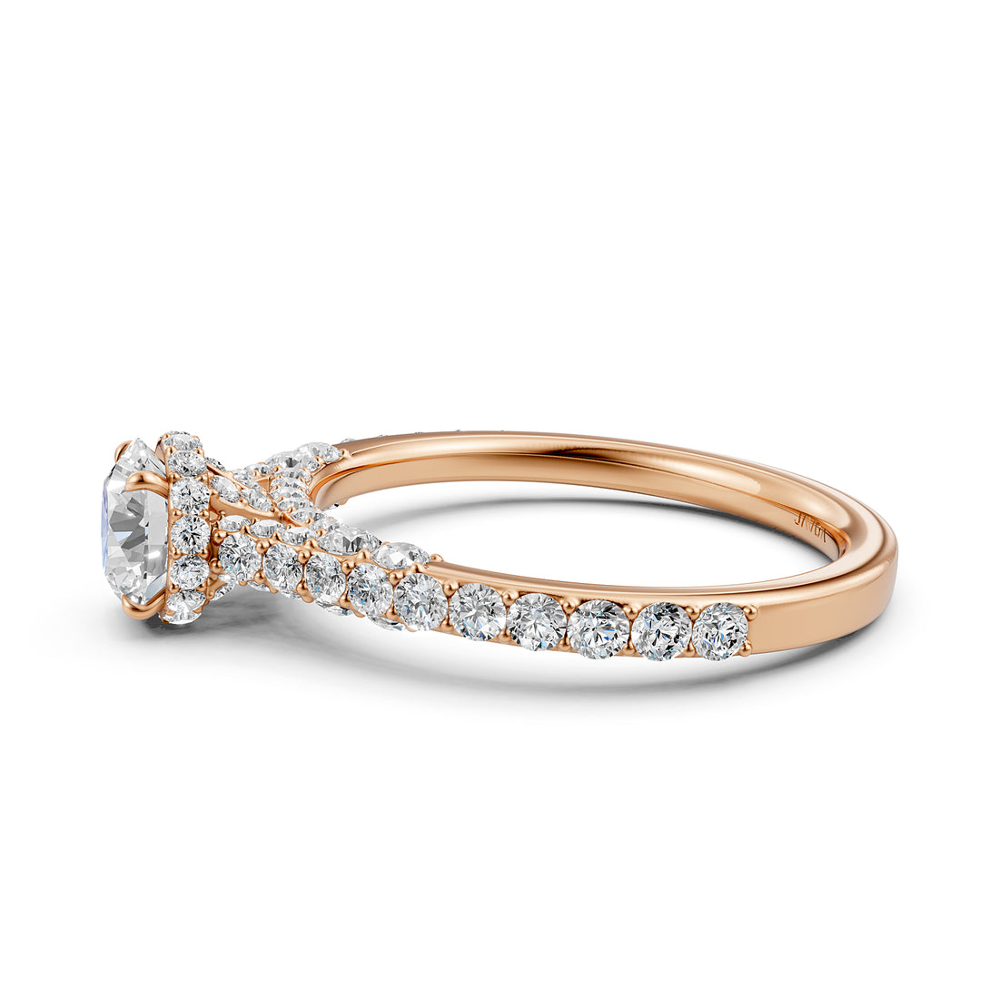 Round Women's Lab Grown Diamond Engagement Pave Set Ring