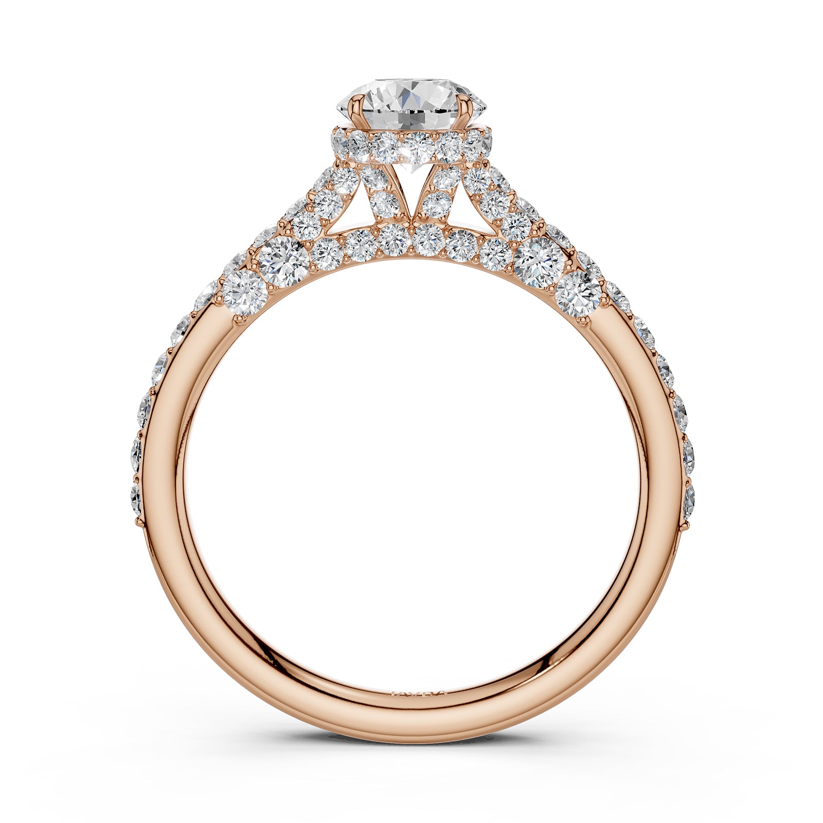 Round Lab Grown Diamond Engagement Pave Set Ring 1.15 Ctw