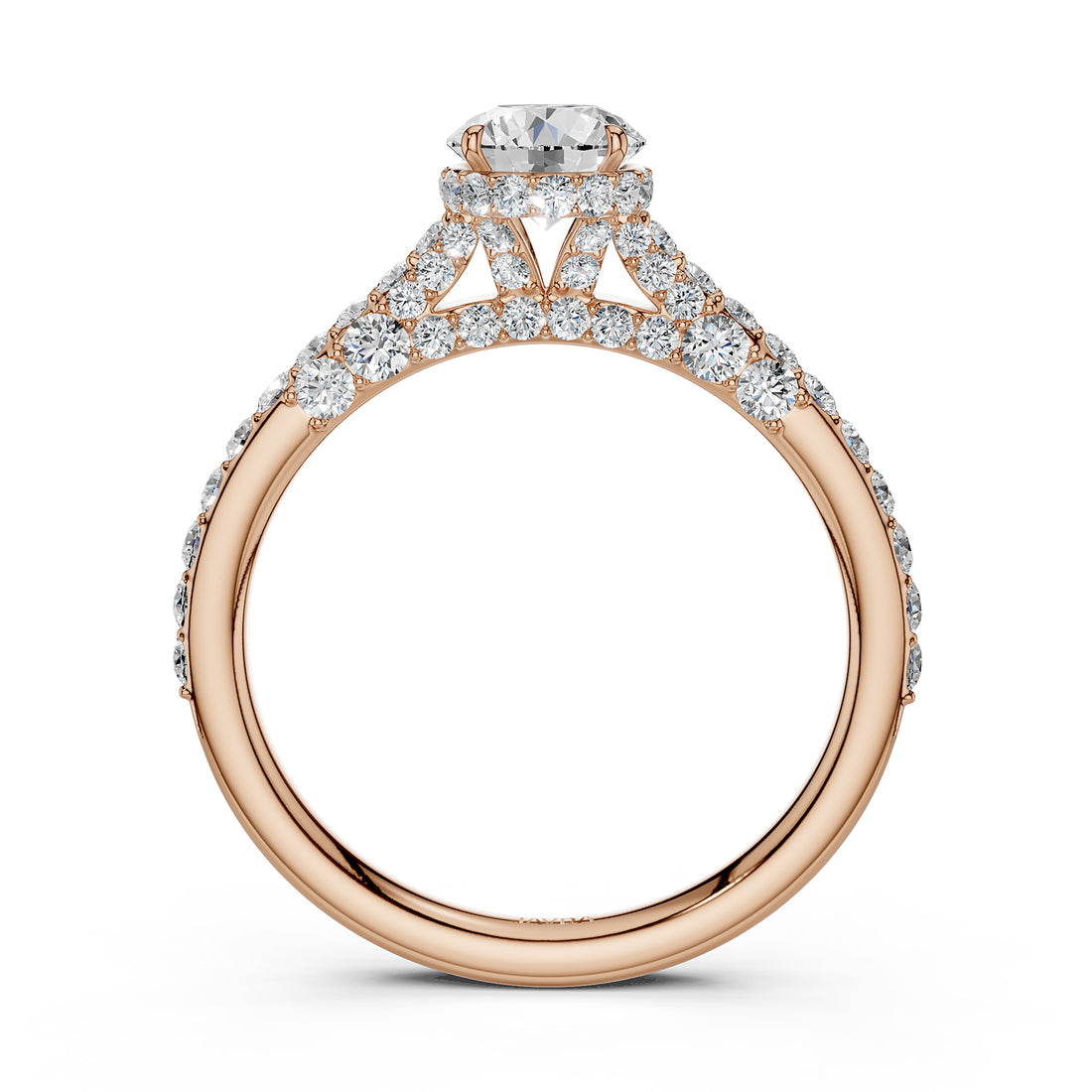 Round Lab Grown Diamond Engagement Pave Set Ring 1.15 Ctw