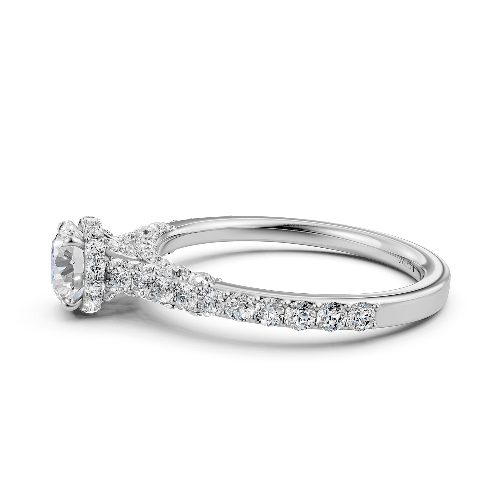 Round Lab Grown Diamond Engagement Pave Set Ring 1.15 Ctw