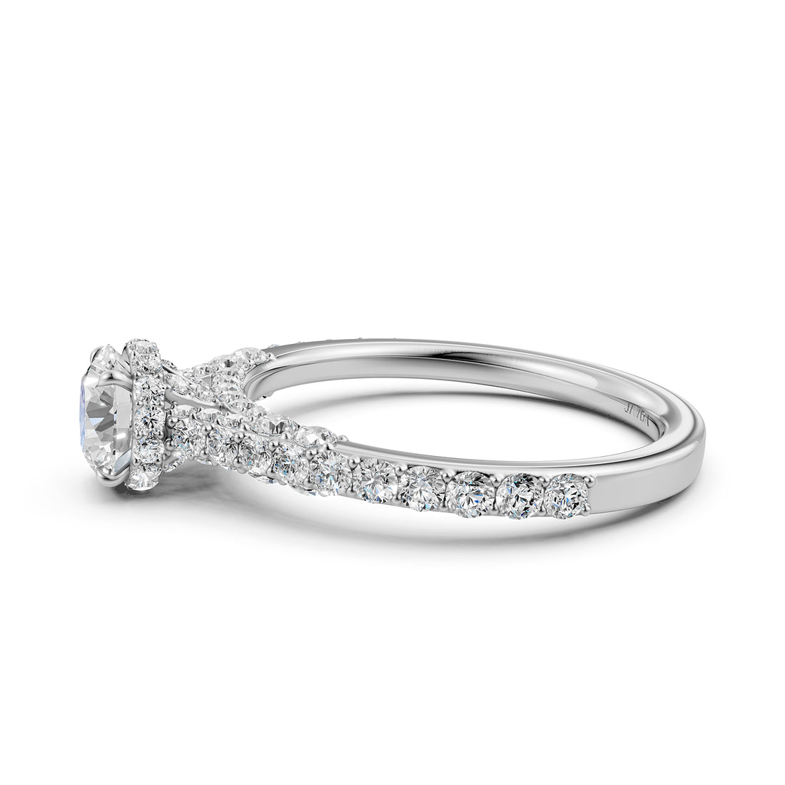 Round Lab Grown Diamond Engagement Pave Set Ring 1.15 Ctw