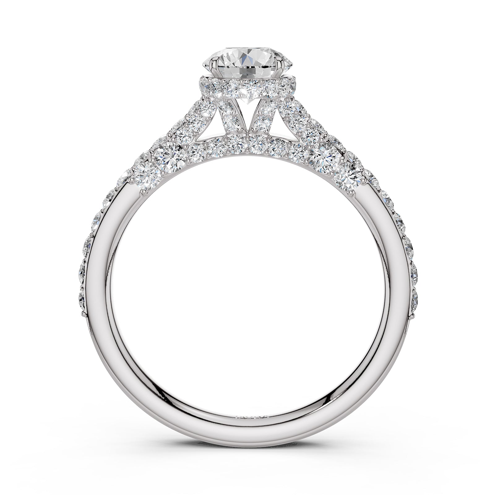 Round Women's Lab Grown Diamond Engagement Pave Set Ring