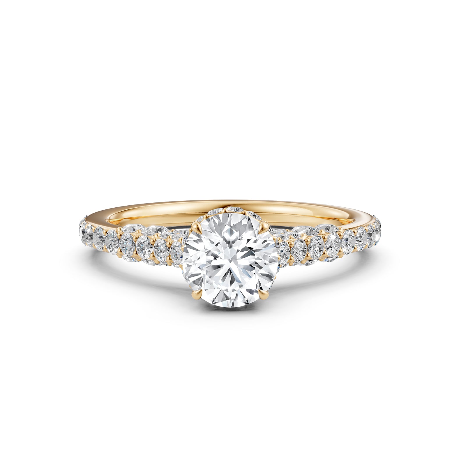 Round Women's Lab Grown Diamond Engagement Pave Set Ring