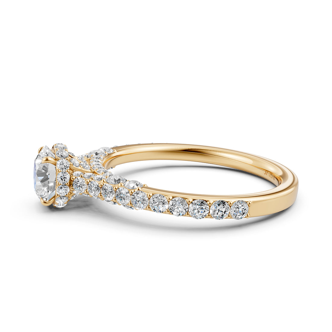 Round Women's Lab Grown Diamond Engagement Pave Set Ring