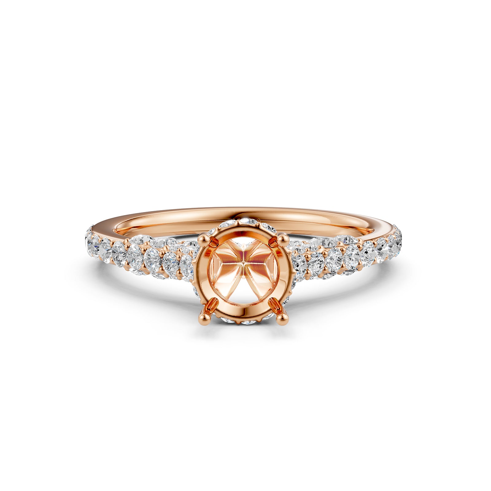 Round Lab Grown Diamond Pave Engagement Ring Semi Mount | 0.65 Ct | R21902R