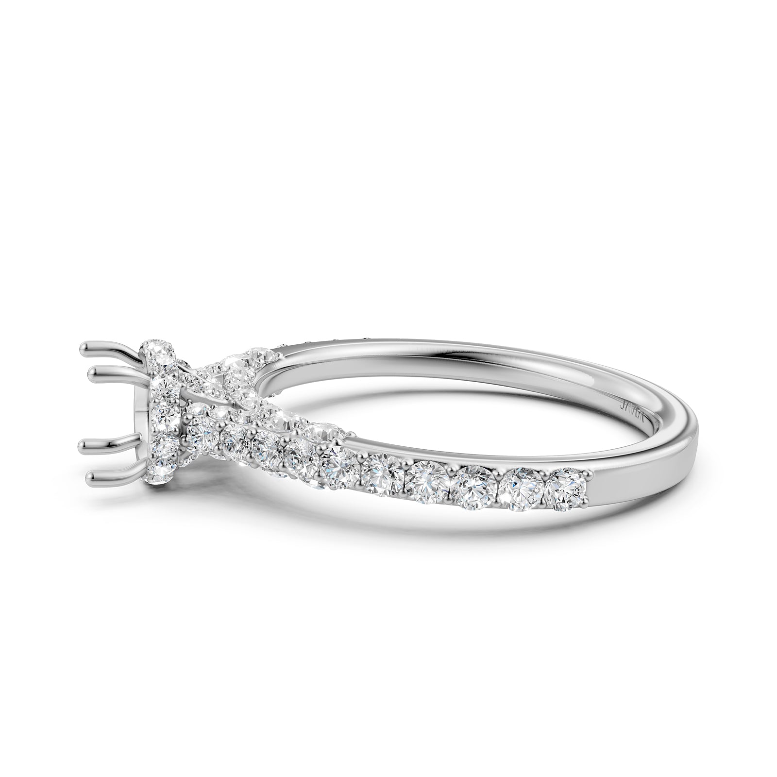 Round Lab Grown Diamond Pave Engagement Ring Semi Mount | 0.65 Ct | R21902R
