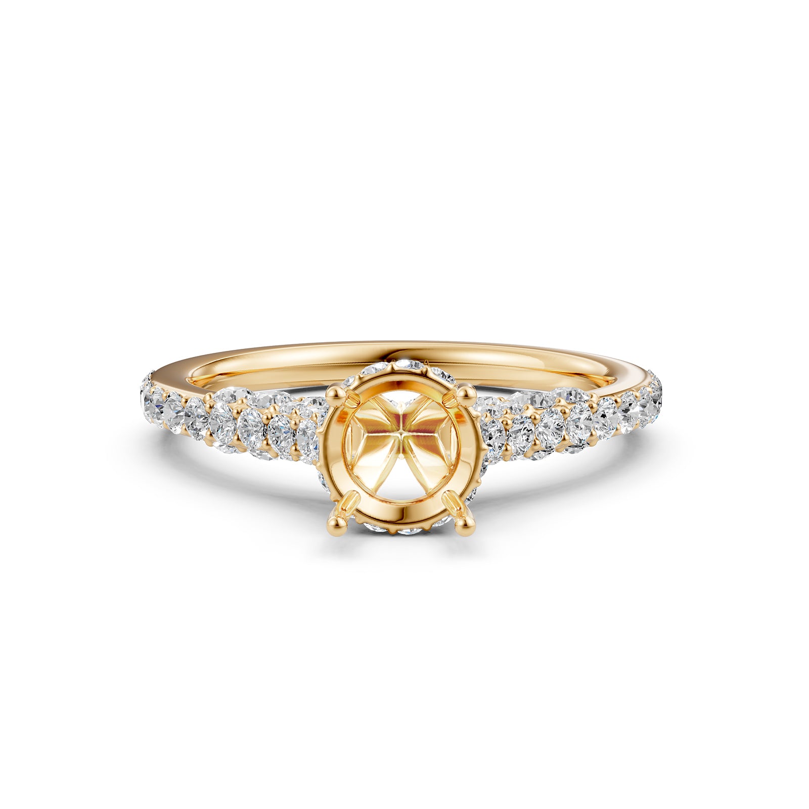 Round Lab Grown Diamond Pave Engagement Ring Semi Mount | 0.65 Ct | R21902R