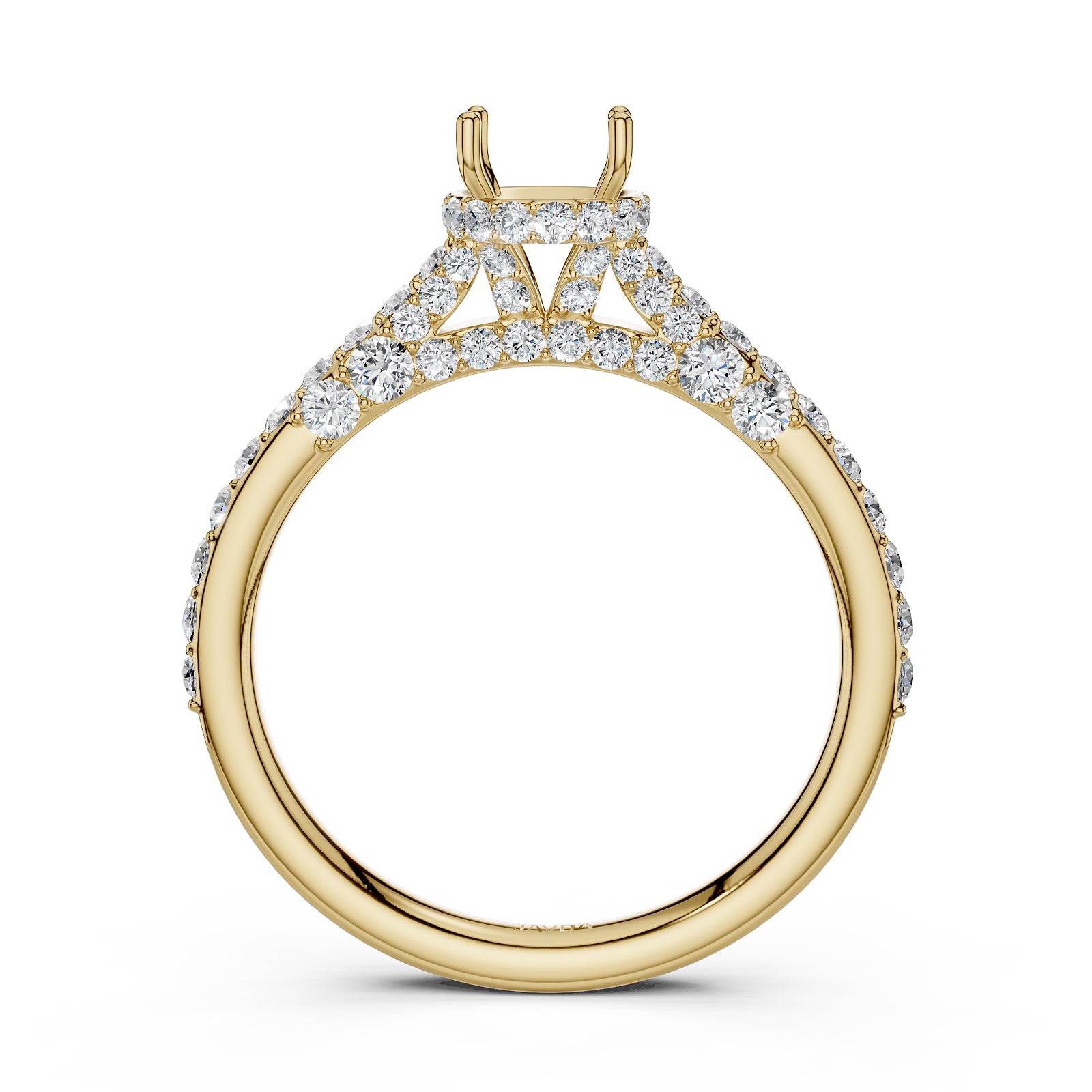 Round Lab Grown Diamond Pave Engagement Ring Semi Mount | 0.65 Ct | R21902R