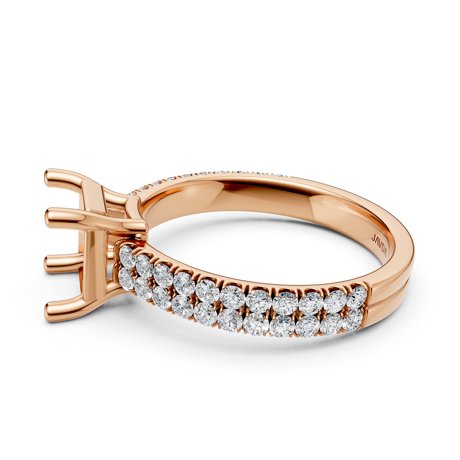 U Shape Prong Setting Lab Grown Diamond Engagement Semi Mount Ring 0.50 Ct.