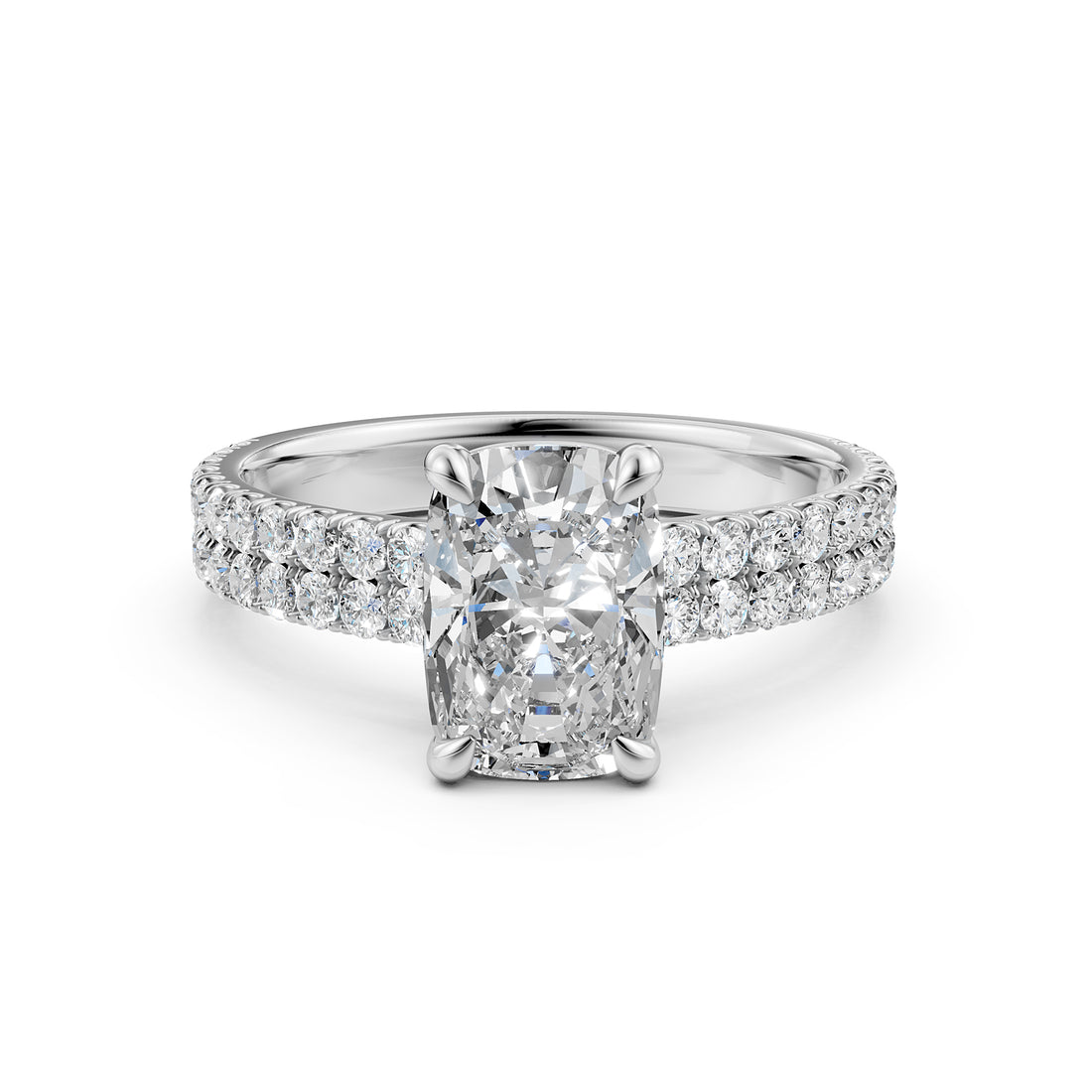 U Shape Prong Setting Lab Grown Diamond Engagement Ring IGI Certified 1.75 Ctw.