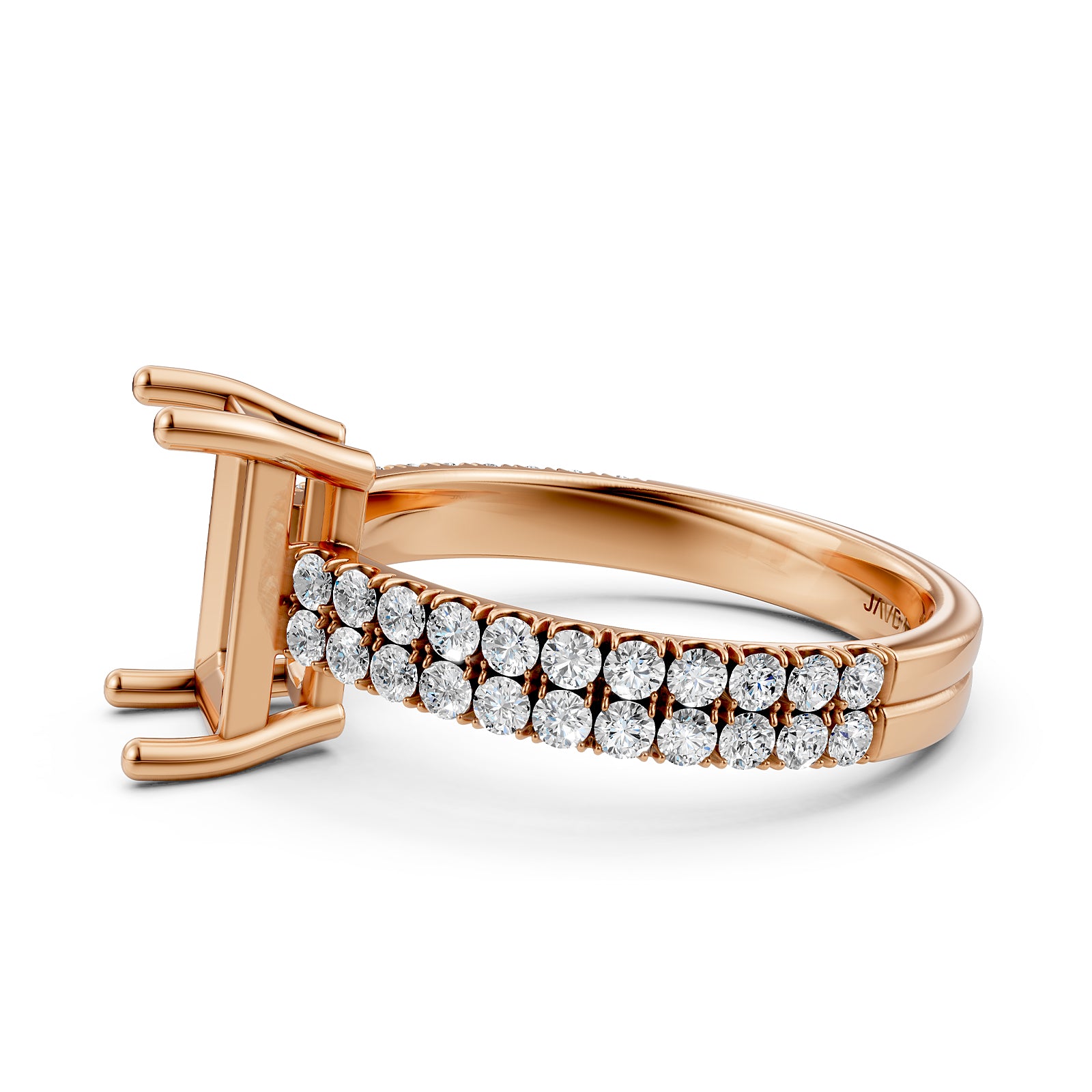 U Shape Prong Setting Lab Grown Diamond Engagement Semi Mount Ring 0.50 Ct.