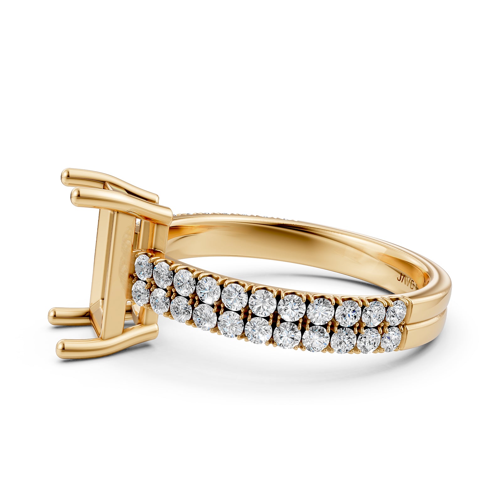 U Shape Prong Setting Lab Grown Diamond Engagement Semi Mount Ring 0.50 Ct.