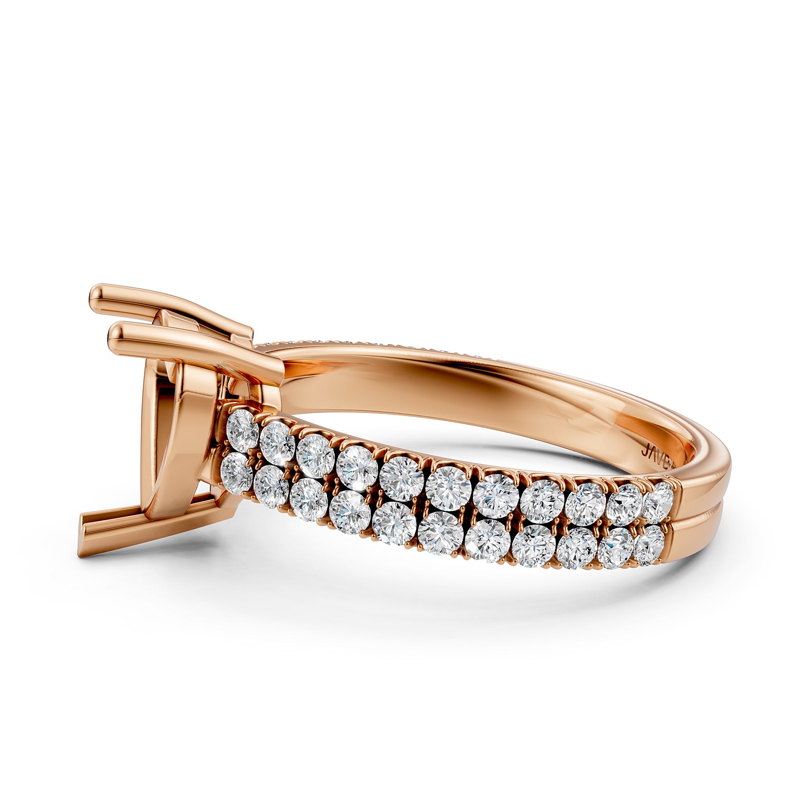 U Shape Prong Setting Lab Grown Diamond Engagement Semi Mount Ring 0.50 Ct.