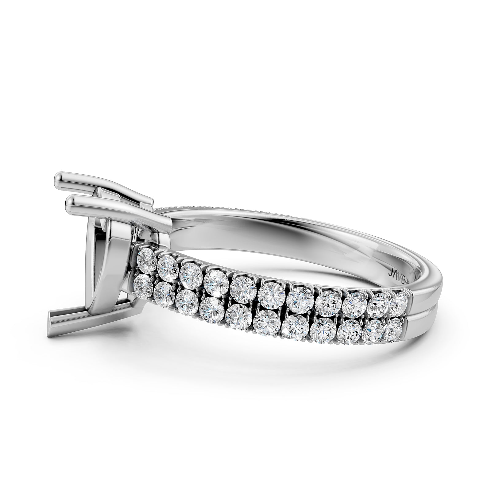 U Shape Prong Setting Lab Grown Diamond Engagement Semi Mount Ring 0.50 Ct.