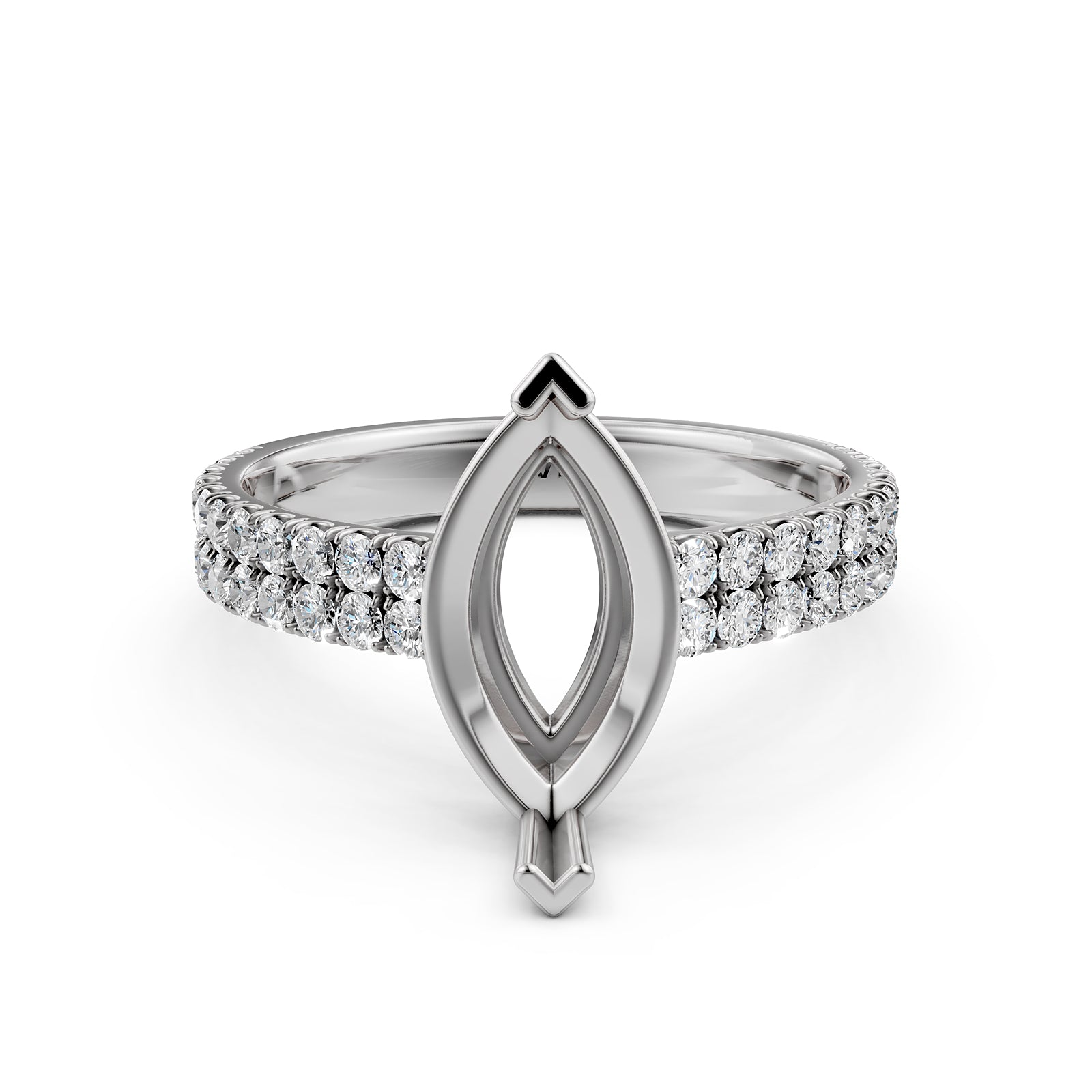 U Shape Prong Setting Lab Grown Diamond Engagement Semi Mount Ring 0.50 Ct.