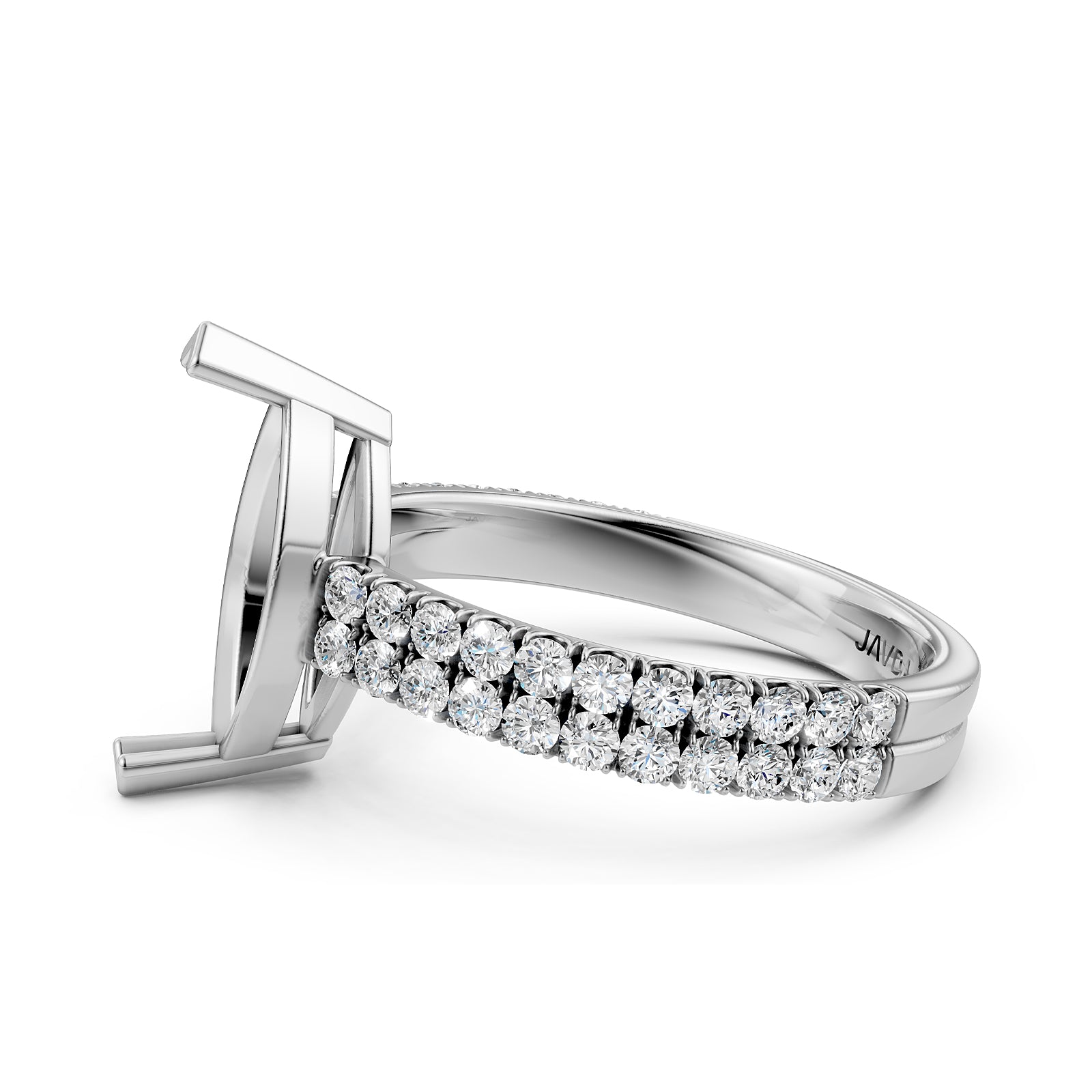 U Shape Prong Setting Lab Grown Diamond Engagement Semi Mount Ring 0.50 Ct.