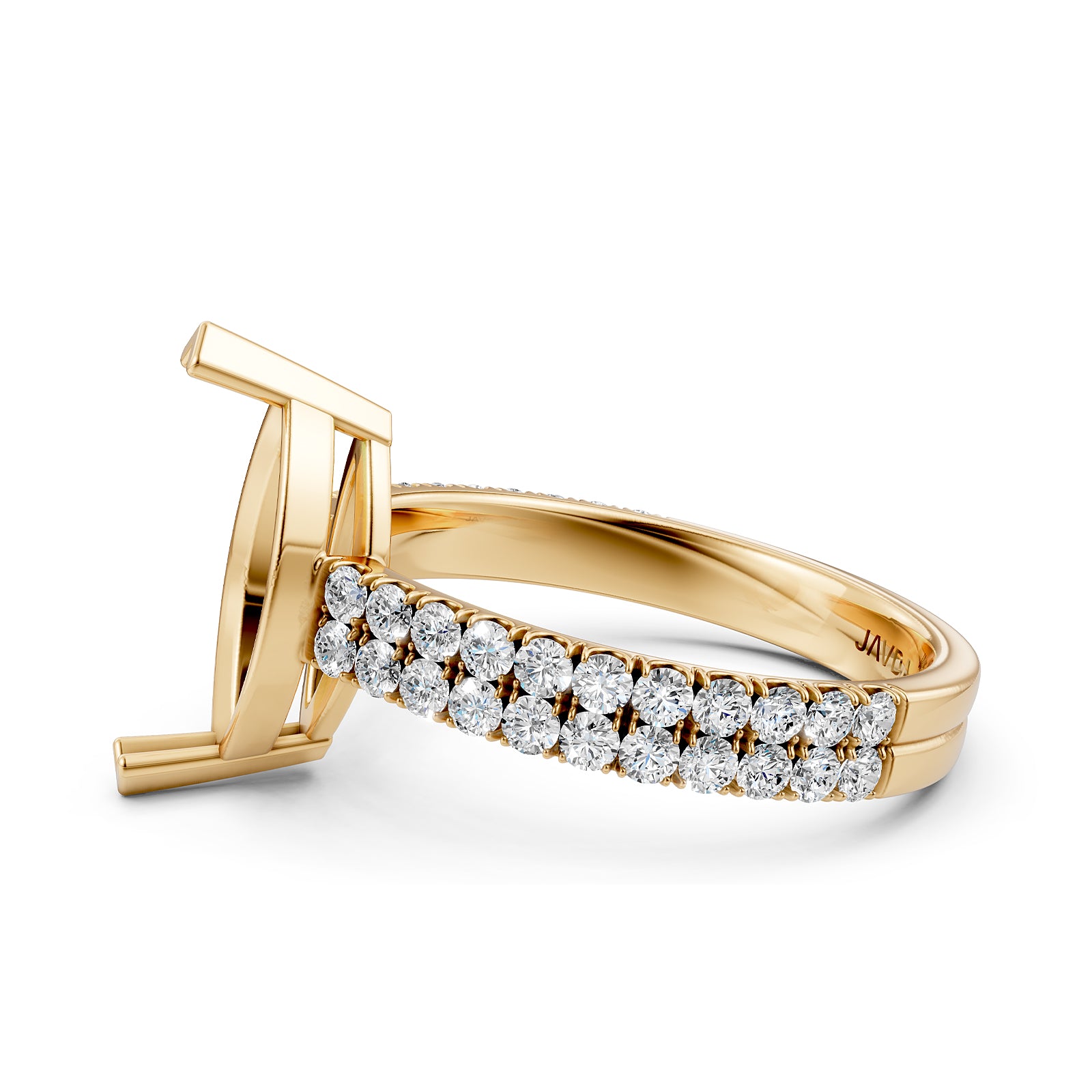 U Shape Prong Setting Lab Grown Diamond Engagement Semi Mount Ring 0.50 Ct.