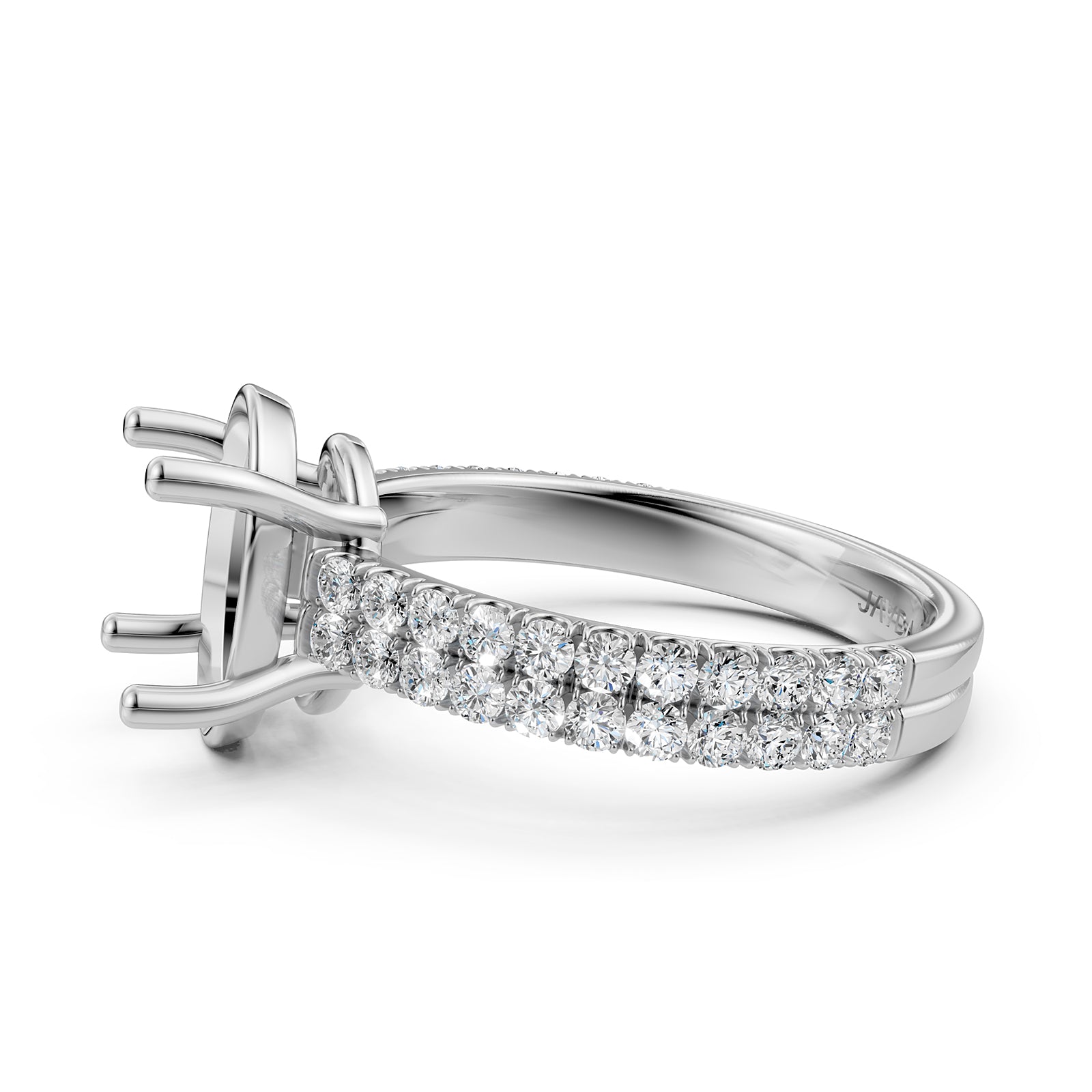 U Shape Prong Setting Lab Grown Diamond Engagement Semi Mount Ring 0.50 Ct.