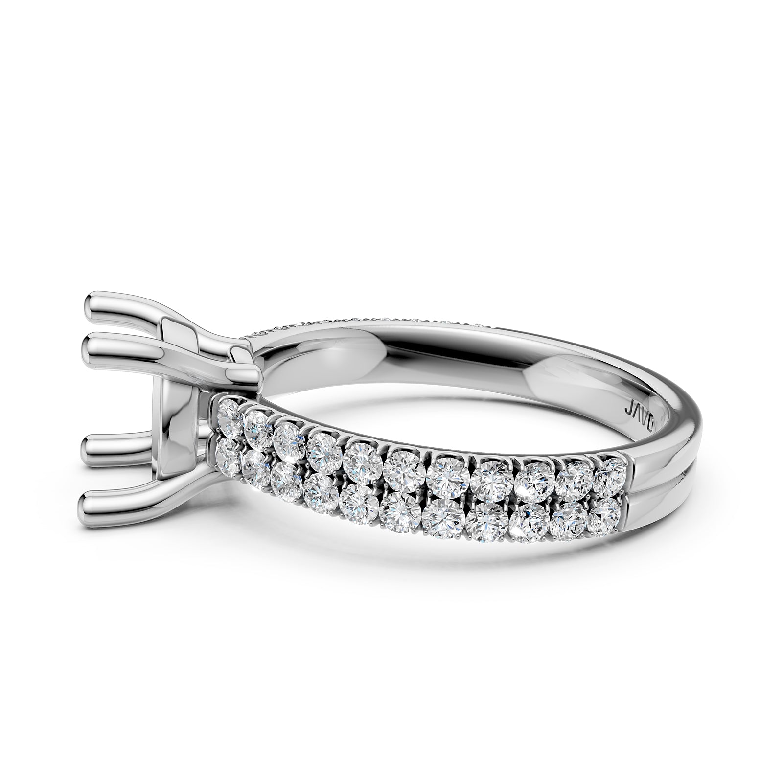 U Shape Prong Setting Lab Grown Diamond Engagement Semi Mount Ring 0.50 Ct.