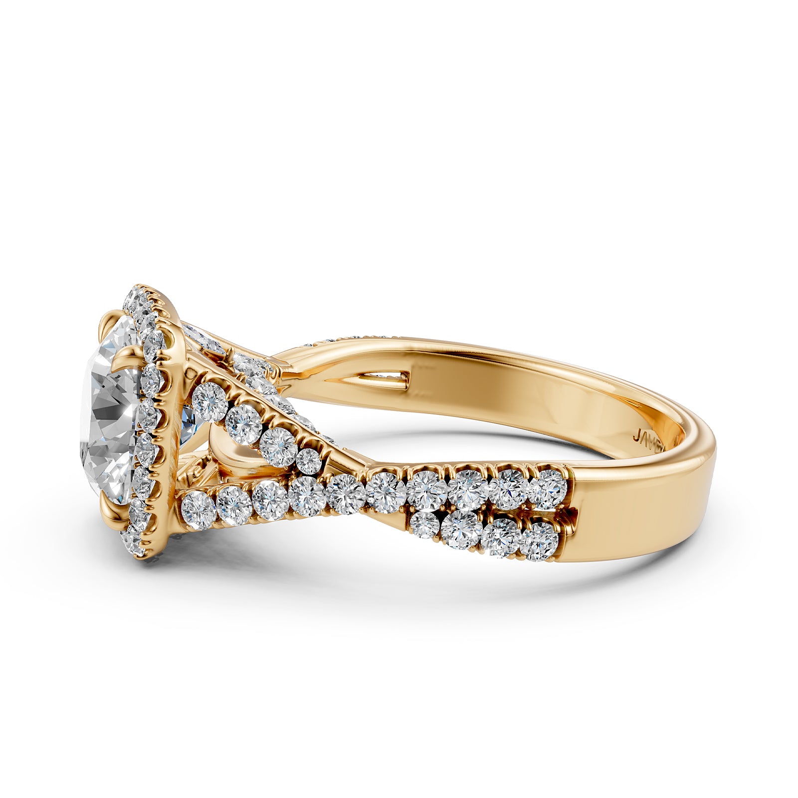 Halo U Cut Prong Set Round Lab Grown Diamond Engagement Ring